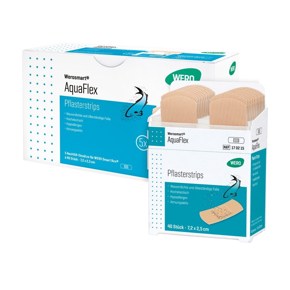 Werosmart® Wundpflaster Werosmart® AquaFlex Pflasterstrips (5 Einsätze, 200 St), Pflasterstrips