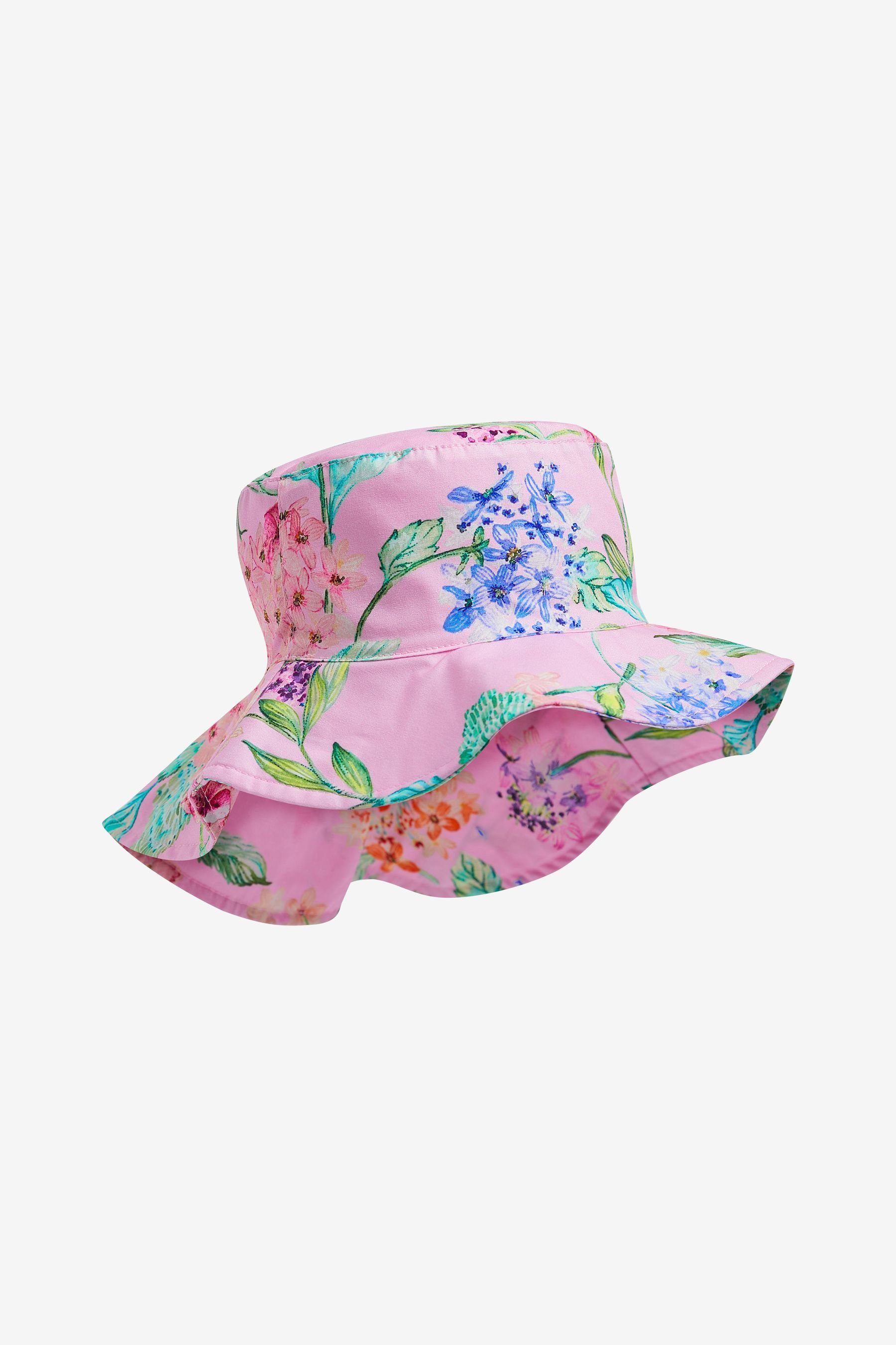 Anglerhut und Pink Next mit (1-St) Sonnenhut Floral Stickerei Nackenbedeckung
