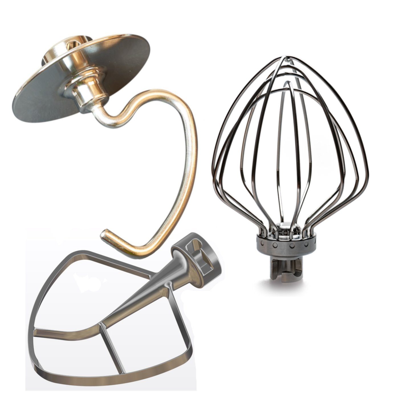 TschimmHook Flachrührer Tschimm Set Kitchen Royale Flachrührer+Knethaken+Schneebesen KI