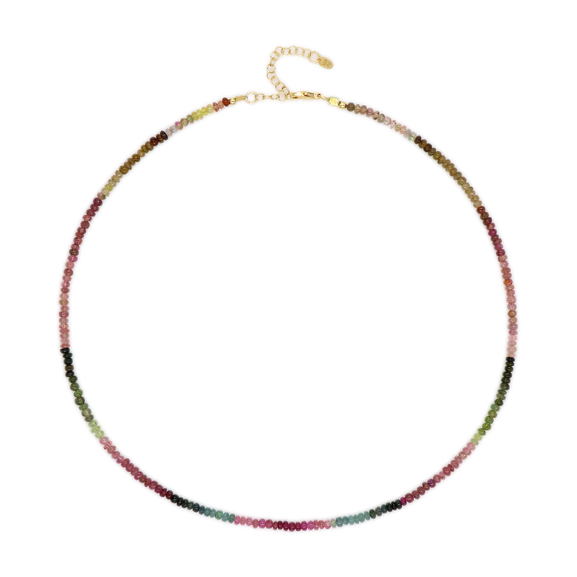 Cavill Silberkette Bunte Turmalin-Halskette aus vergoldetem Silber (1-tlg)