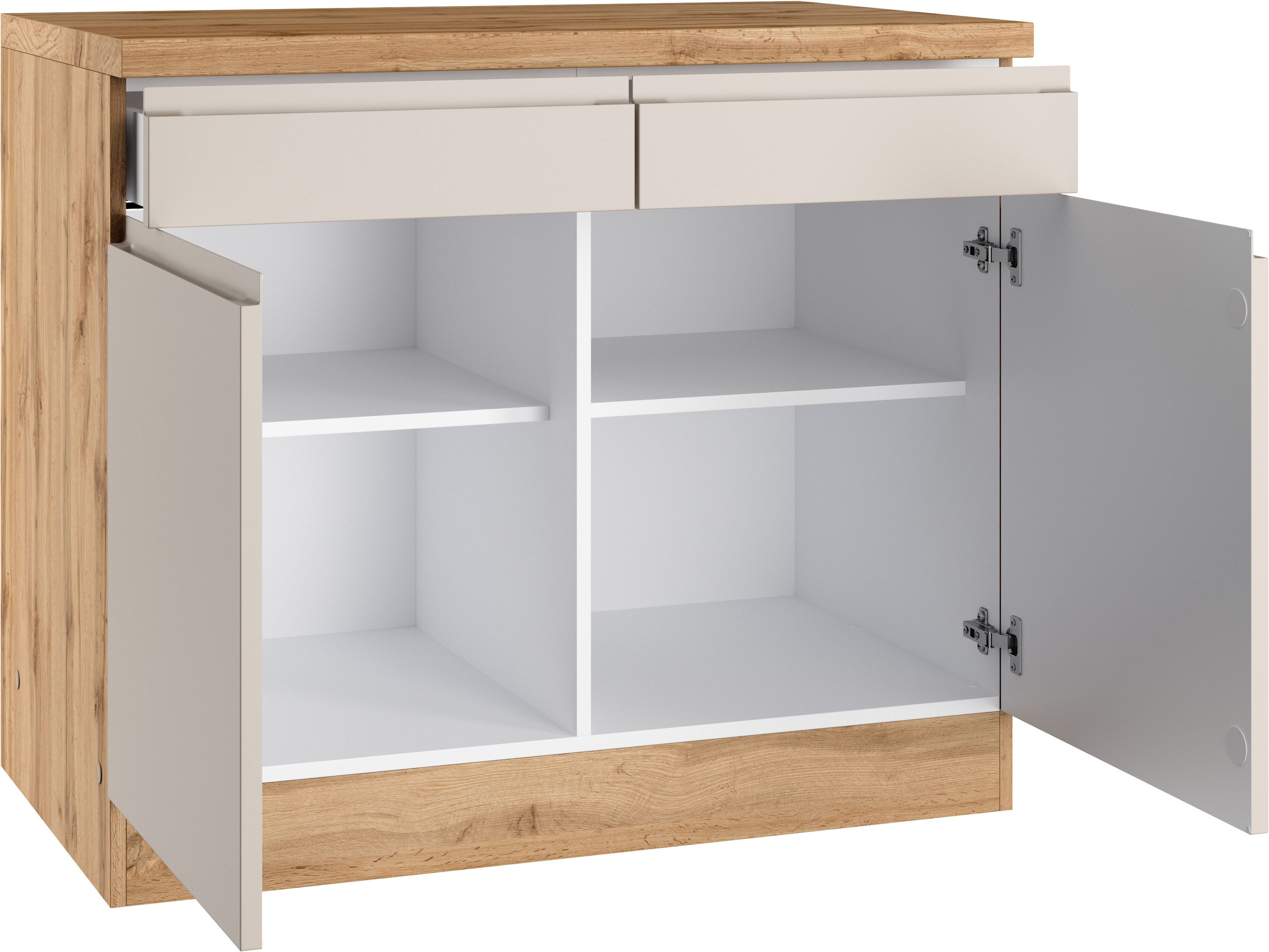 KOCHSTATION Unterschrank KS-Virginia,neu in verbesserter Ausführung (Stauraum, Softclose, mit CPL-Arbeitsplatte) Breite 100 cm, 2 Türen, Soft-Close-Funktion – Bild 5 von 5
