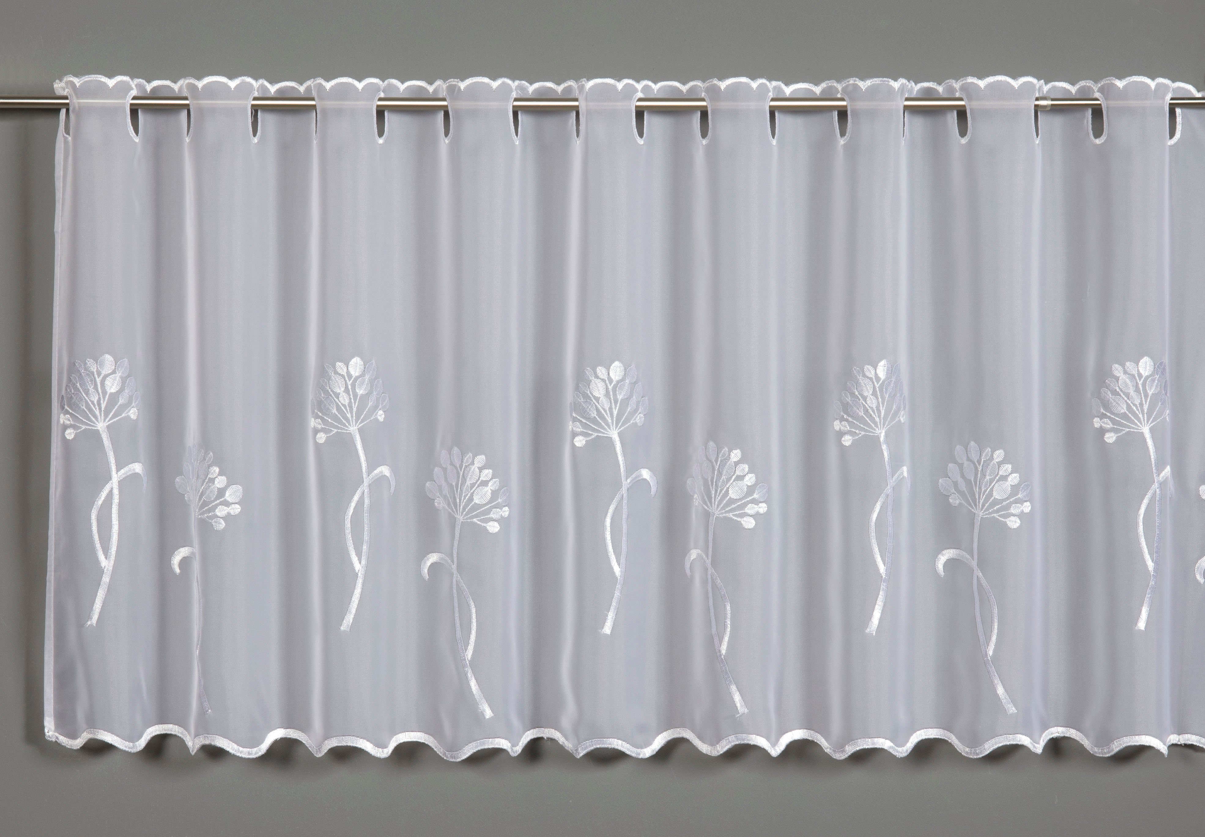 Stoff Scheibengardine Stickerei (1 Stangendurchzug Stickerei transparent, Pusteblume, St), GARDINIA, mit Motiv Voile Pustelblume Voile