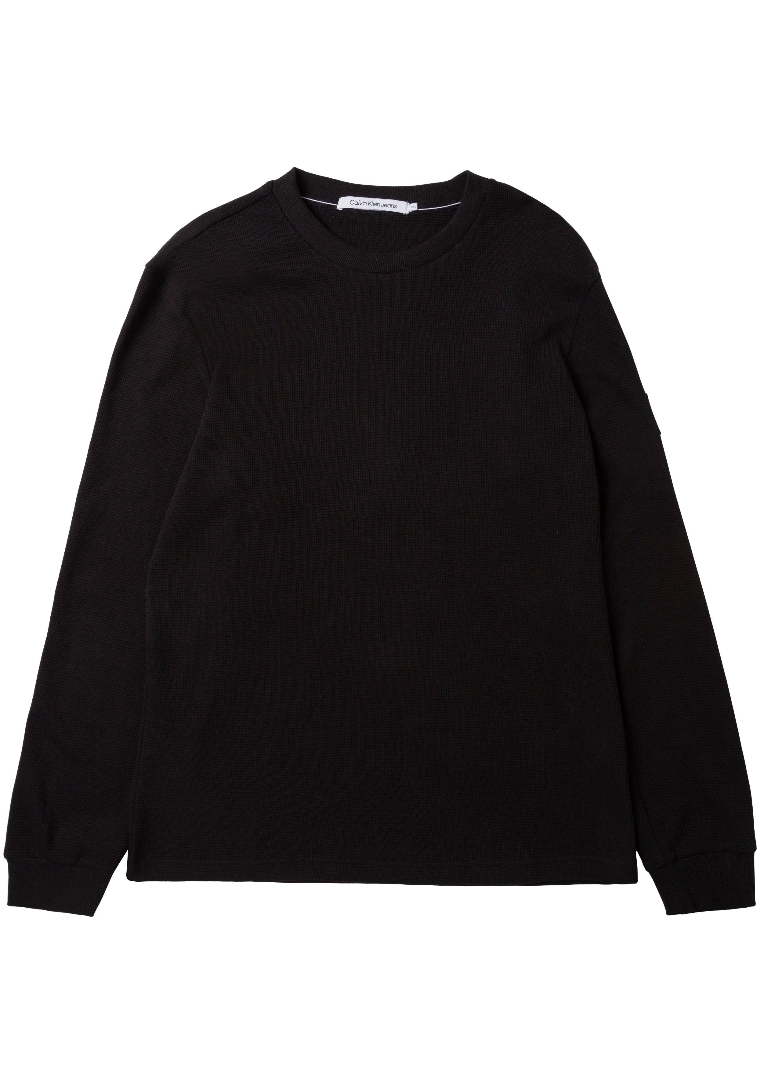 Calvin Klein Jeans Plus Langarmshirt PLUS BADGE WAFFLE LS TEE (1-tlg) aus fein strukturiertem Jersey schwarz