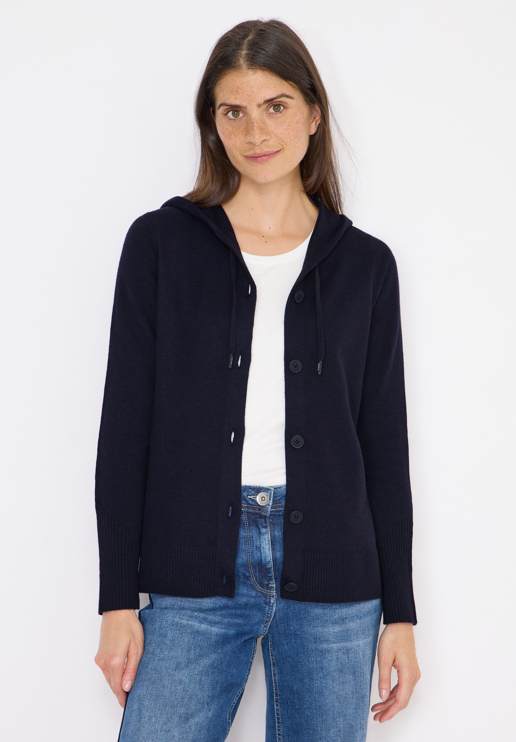 CECIL Cardigan mit Kapuze mit Tunnelzugband