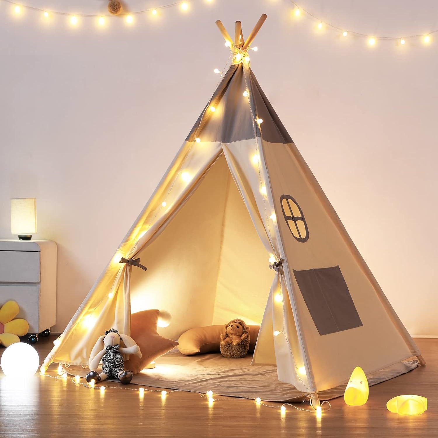 besrey Spielzelt Tipi Zelt für Kinder, Tippi Kinderzelt, Kindertipi +Lichte günstig online kaufen