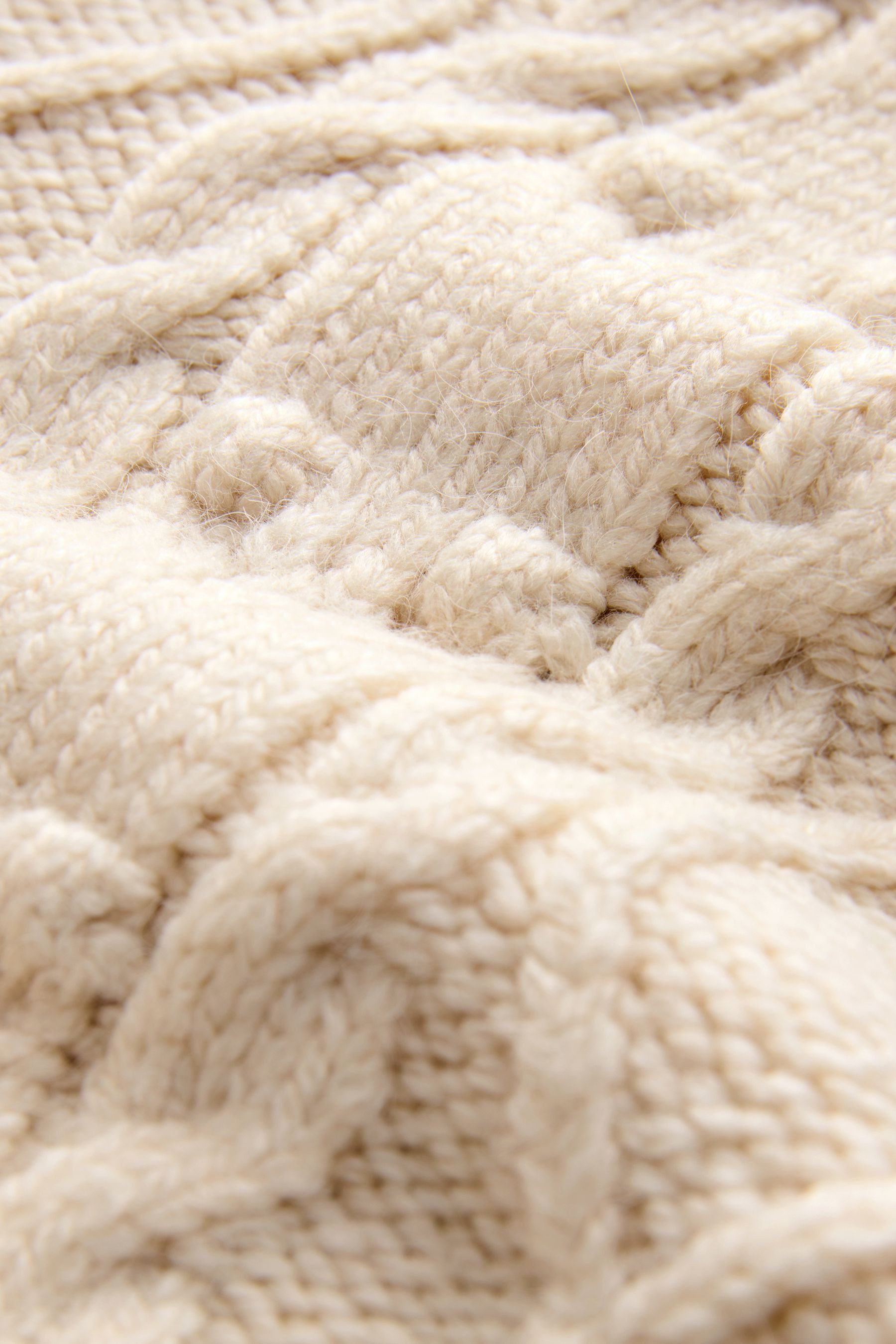 Next Strickjacke Strickjacke im Zopfmuster mit Bindegürtel (1-tlg)