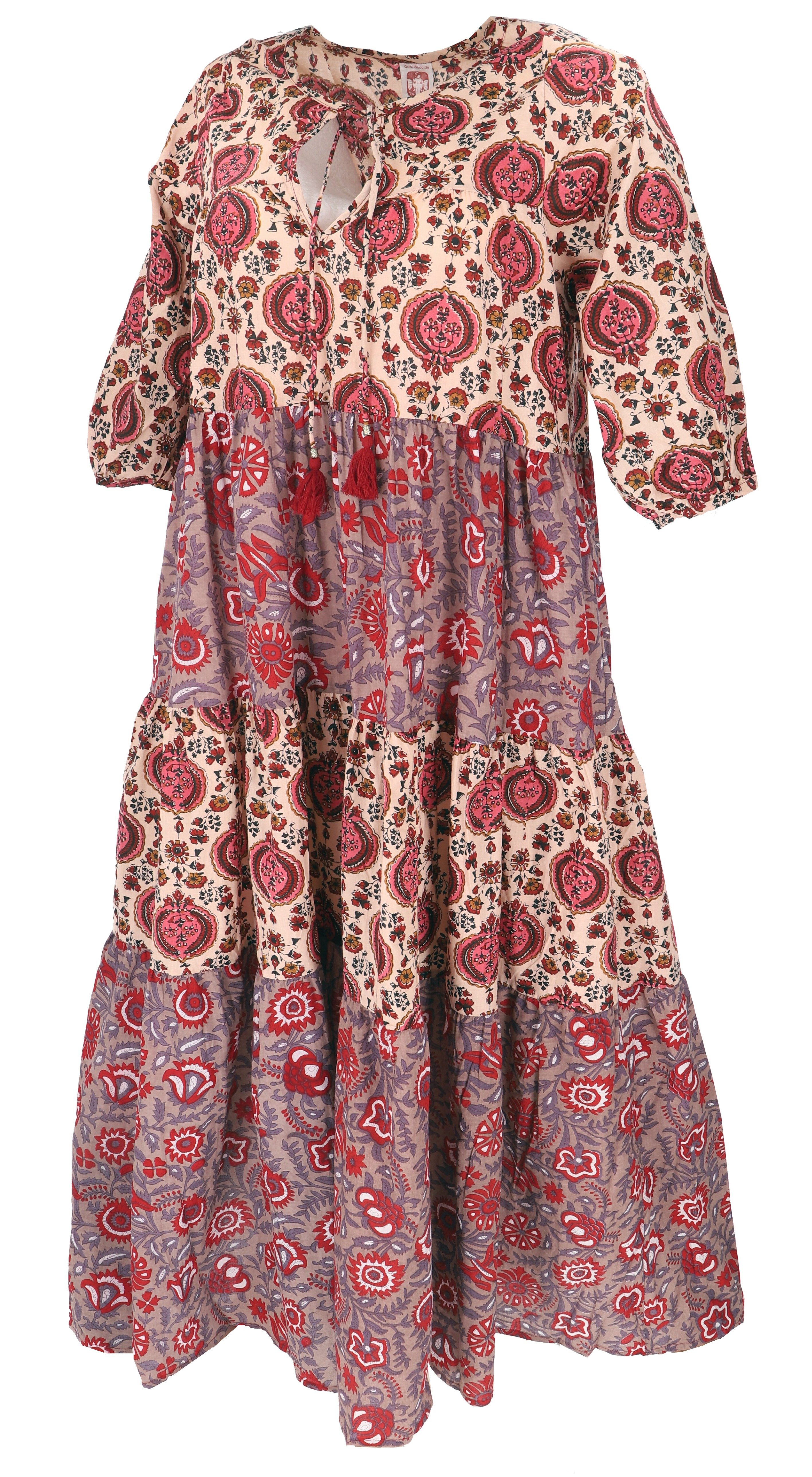 Guru-Shop Midikleid Boho Baumwoll Maxikleid, gestuftes günstig online kaufen