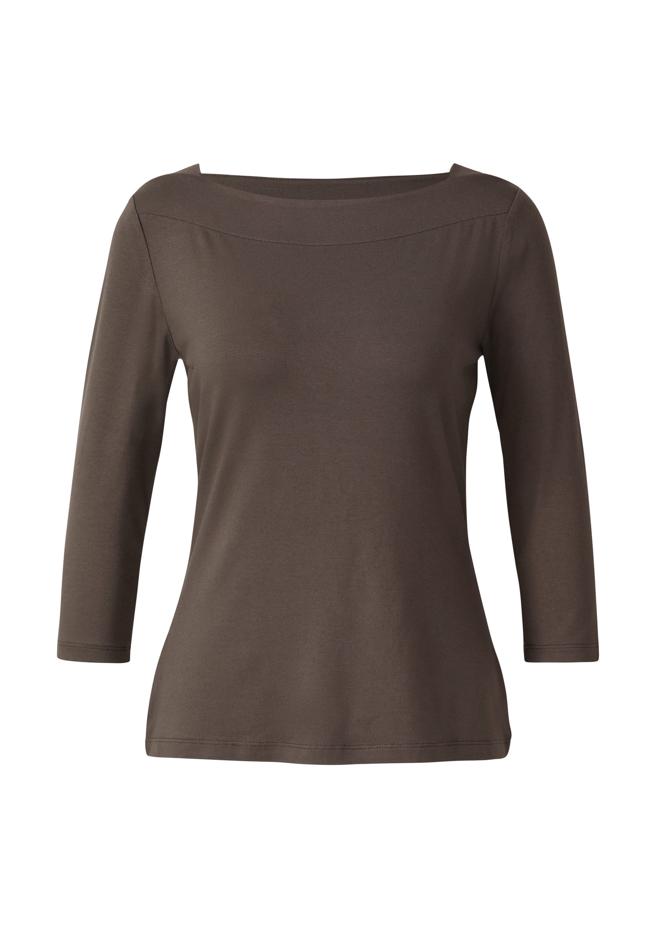 comma 3/4-Arm-Shirt T-Shirt Viskoseshirt im Slim Fit mit 3/4-Ärmeln