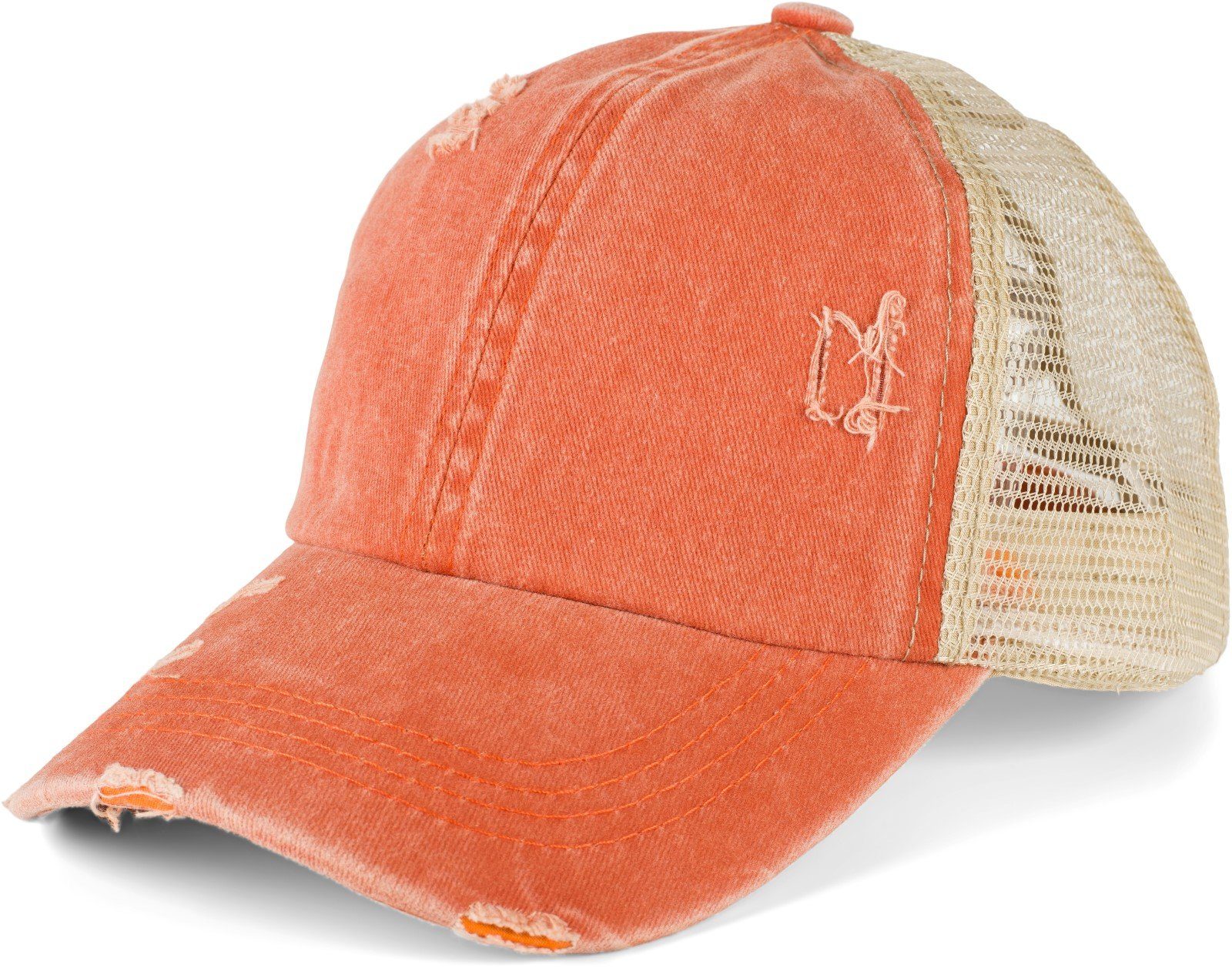 Baseball Mesh styleBREAKER Cap Used Ponytail (1-St) Apricot mit Look Einsatz Cap Baseball