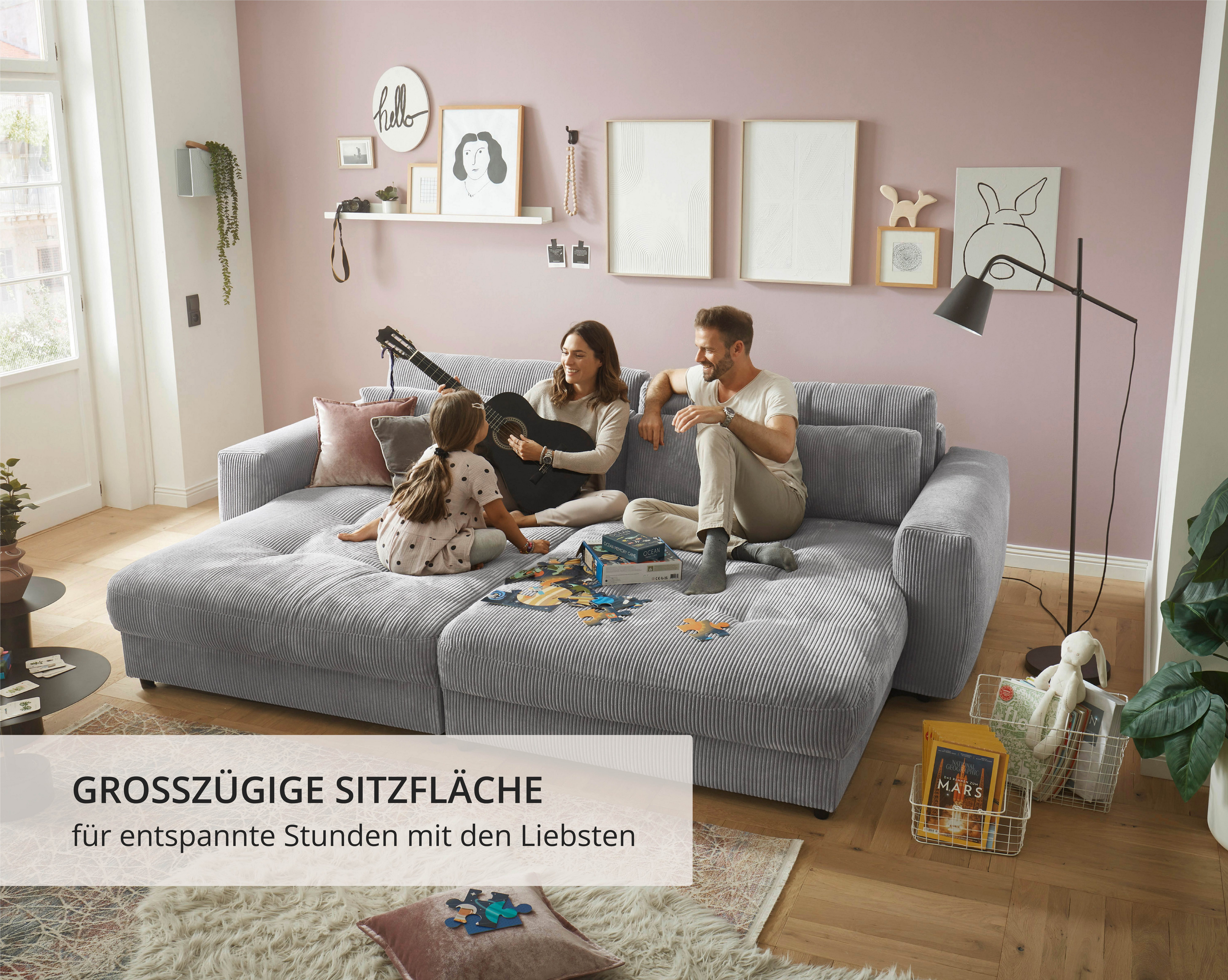 ED EXCITING DESIGN Big-Sofa Loveseat, 2-Sitzer, Barura, Breite 292, 2 Teile, Big-Sofa mit 2 Nierenkissen