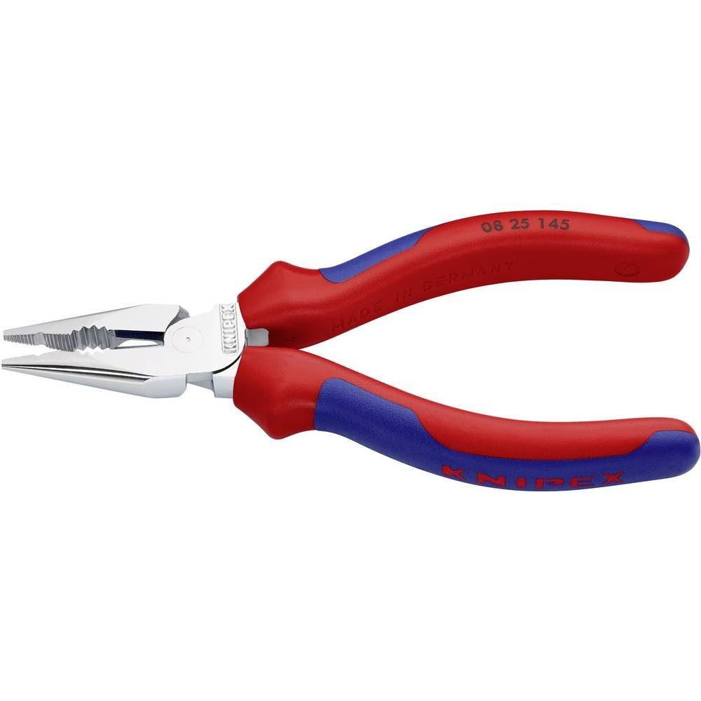 Knipex Kombizange Spitzkombizange verchromt mit Mehrkomponenten-Hüllen 145 mm 08 25 145, mit Facette