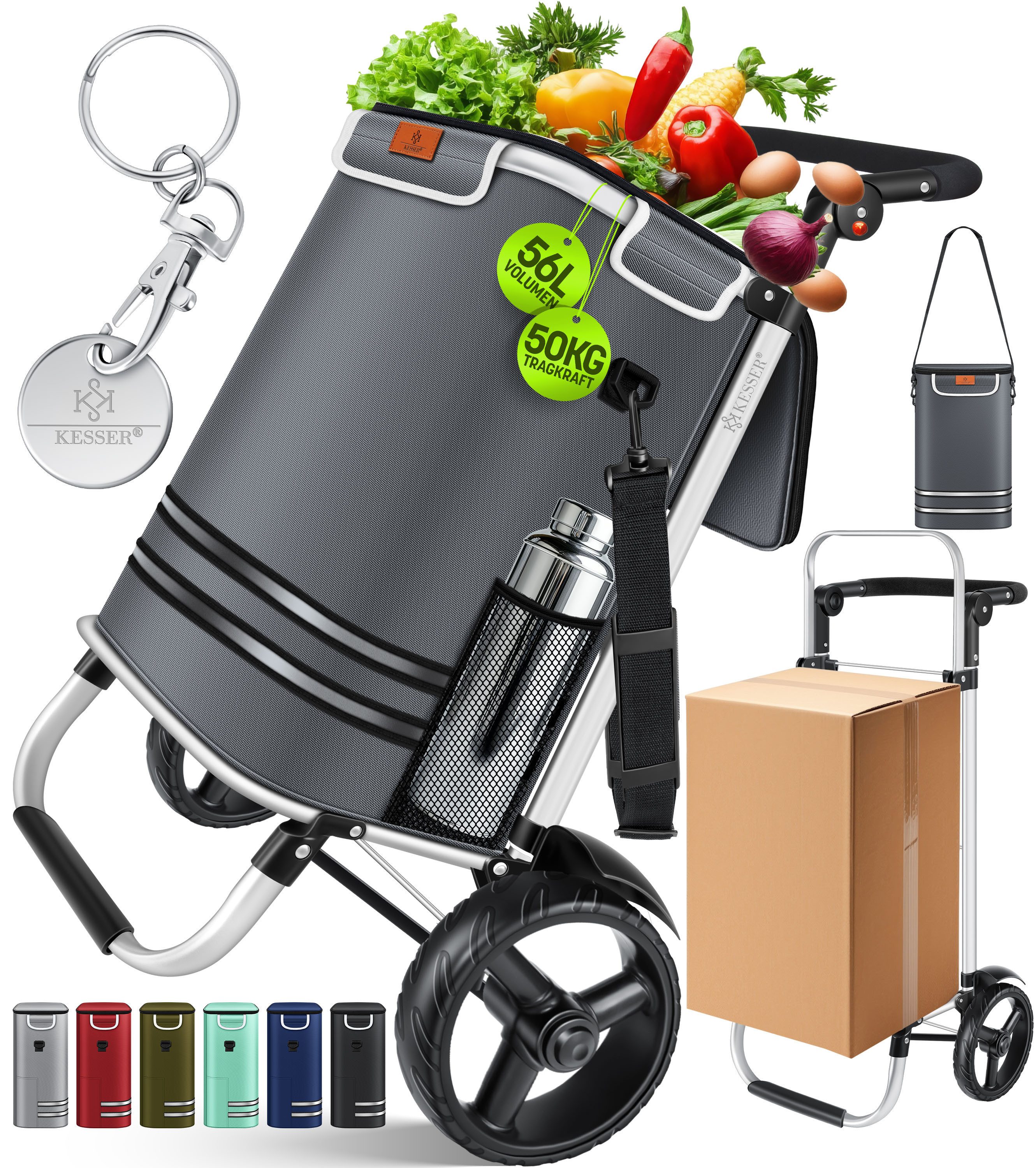 KESSER Einkaufstrolley, klappbar mit 56L Kapazität und belastbar bis 50 kg