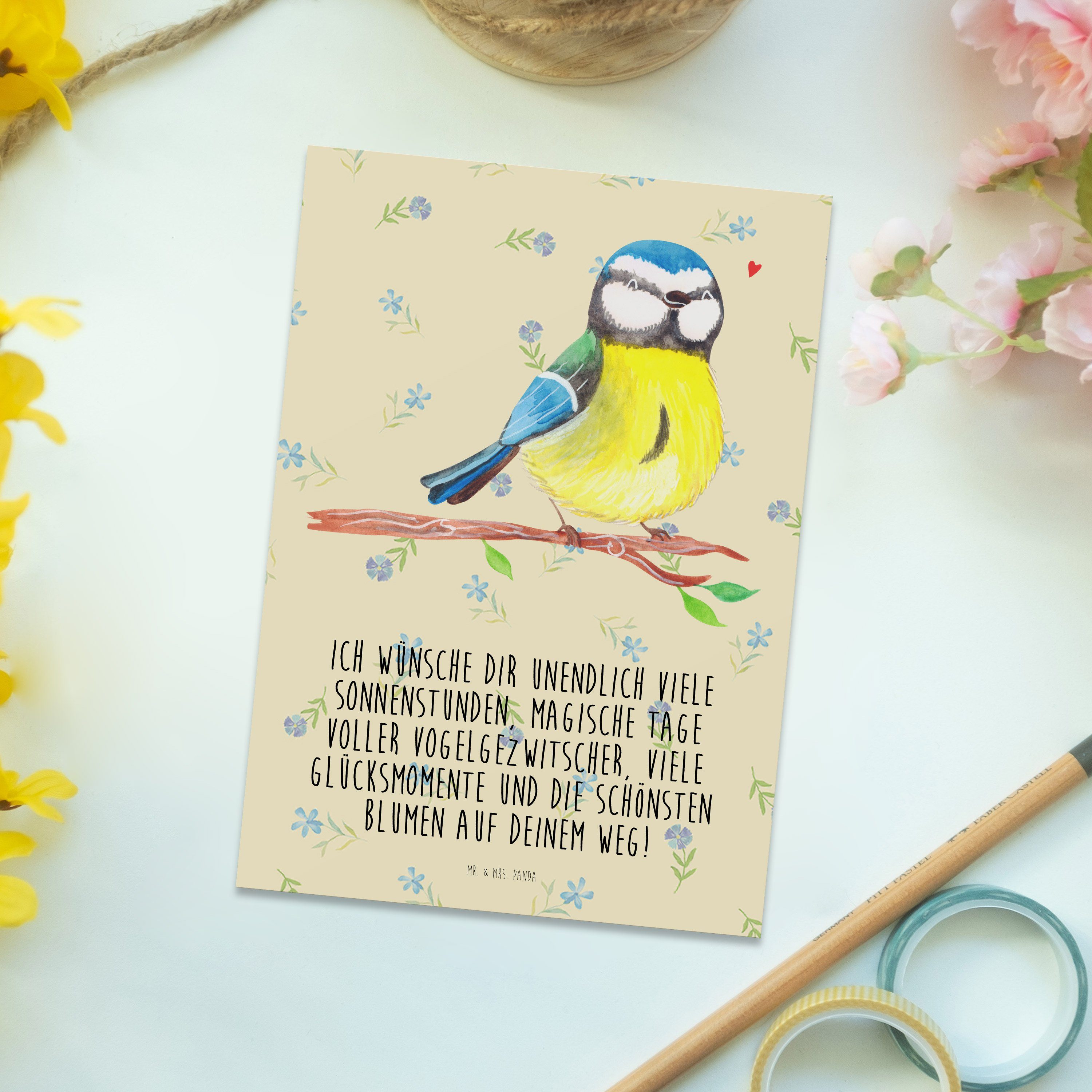 - Postkarte Dankeskarte, - Mrs. Vogel & Einladu Osternest, Mr. Blumig Blaumeise Geschenk, Panda