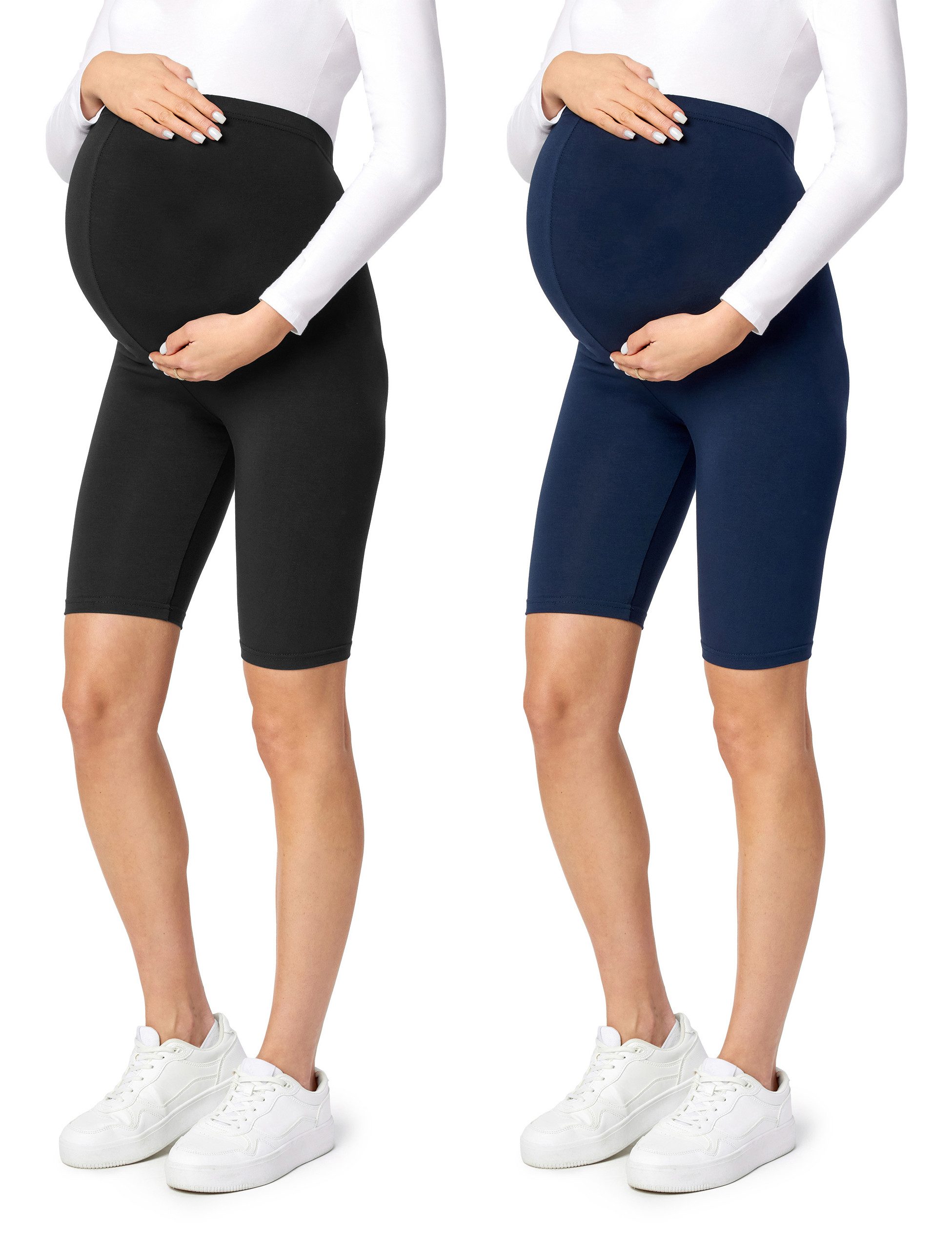 Be Mammy Umstandsleggings Damen Kurze Leggings BE-04 (2-tlg) aus Viskose