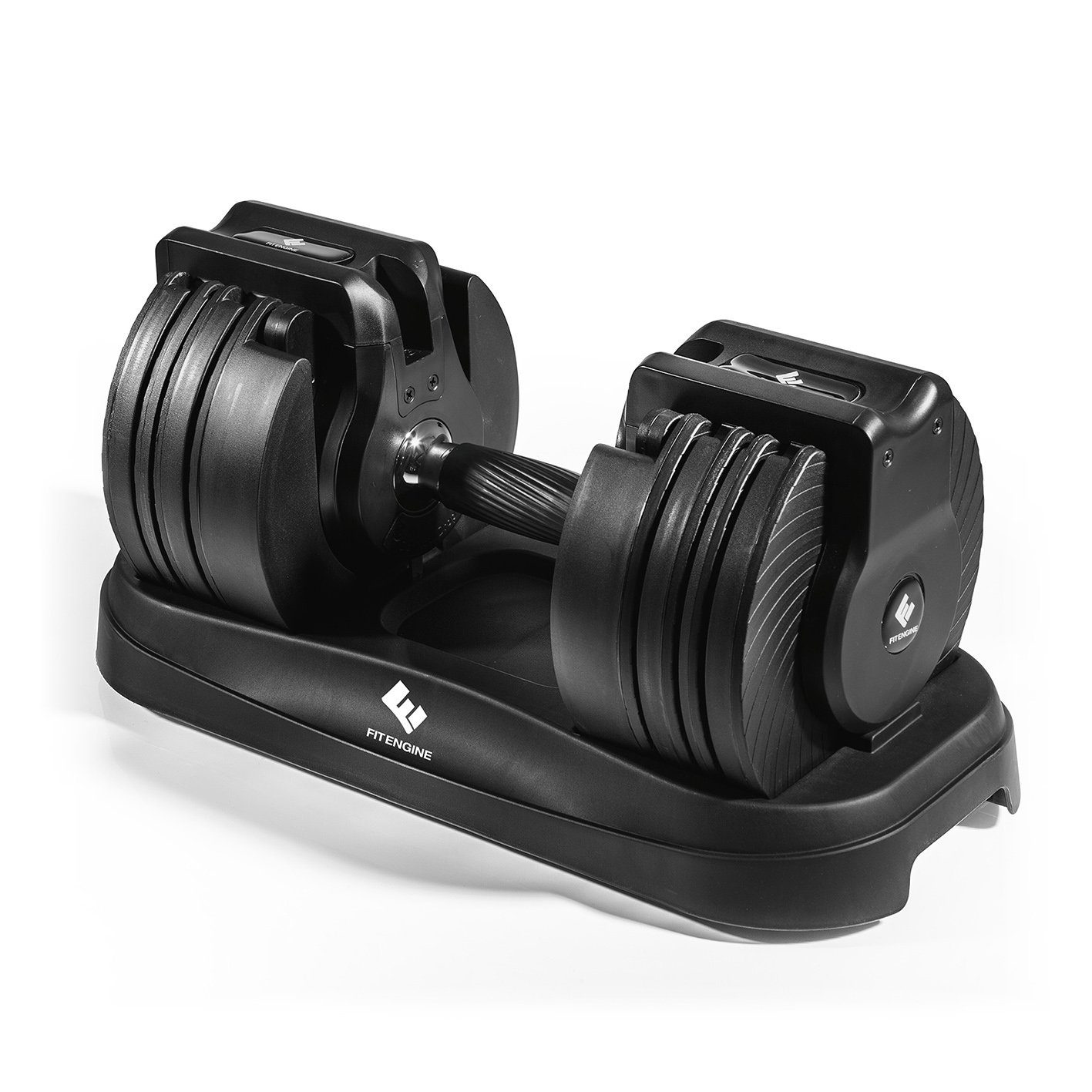 FitEngine Kurzhantel verstellbare Hantel einstellbar von 3-22,7 kg, ersetzt  bis zu 16 Hanteln, schnell und einfach mit nur einer Hand