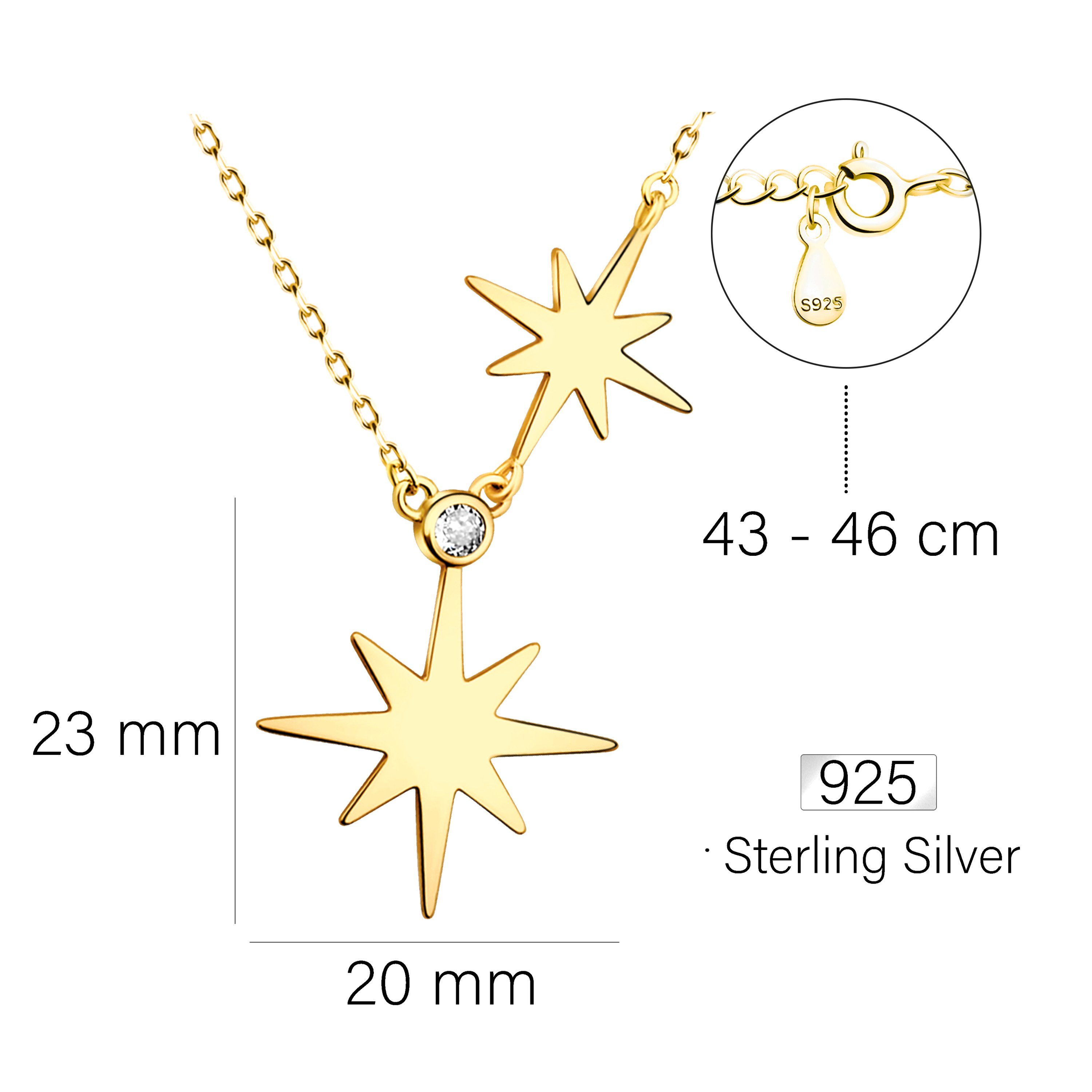 925 Kette Stern, Anhänger mit Silber Schmuck Sofia gold Milani Damen