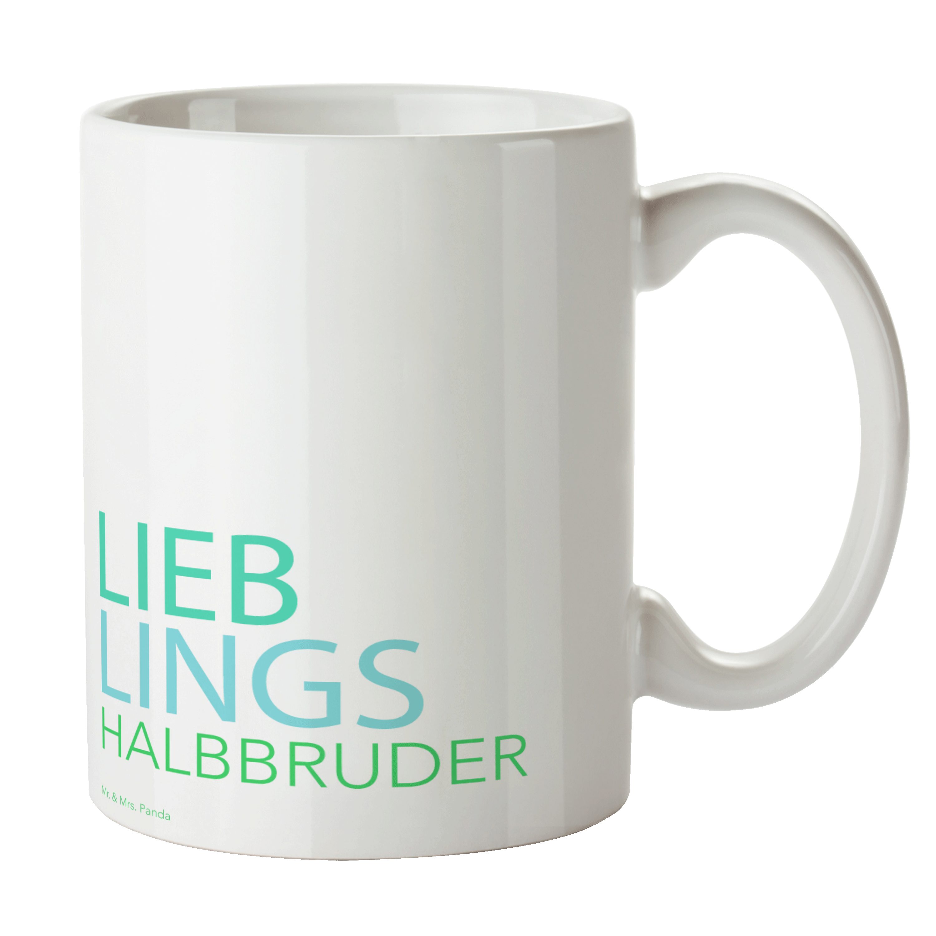 - Weiß Halbbruder K, - Geschenk, Keramik Brudi, Porzellantasse, Panda Becher, Mr. & Mrs. Stief, Tasse