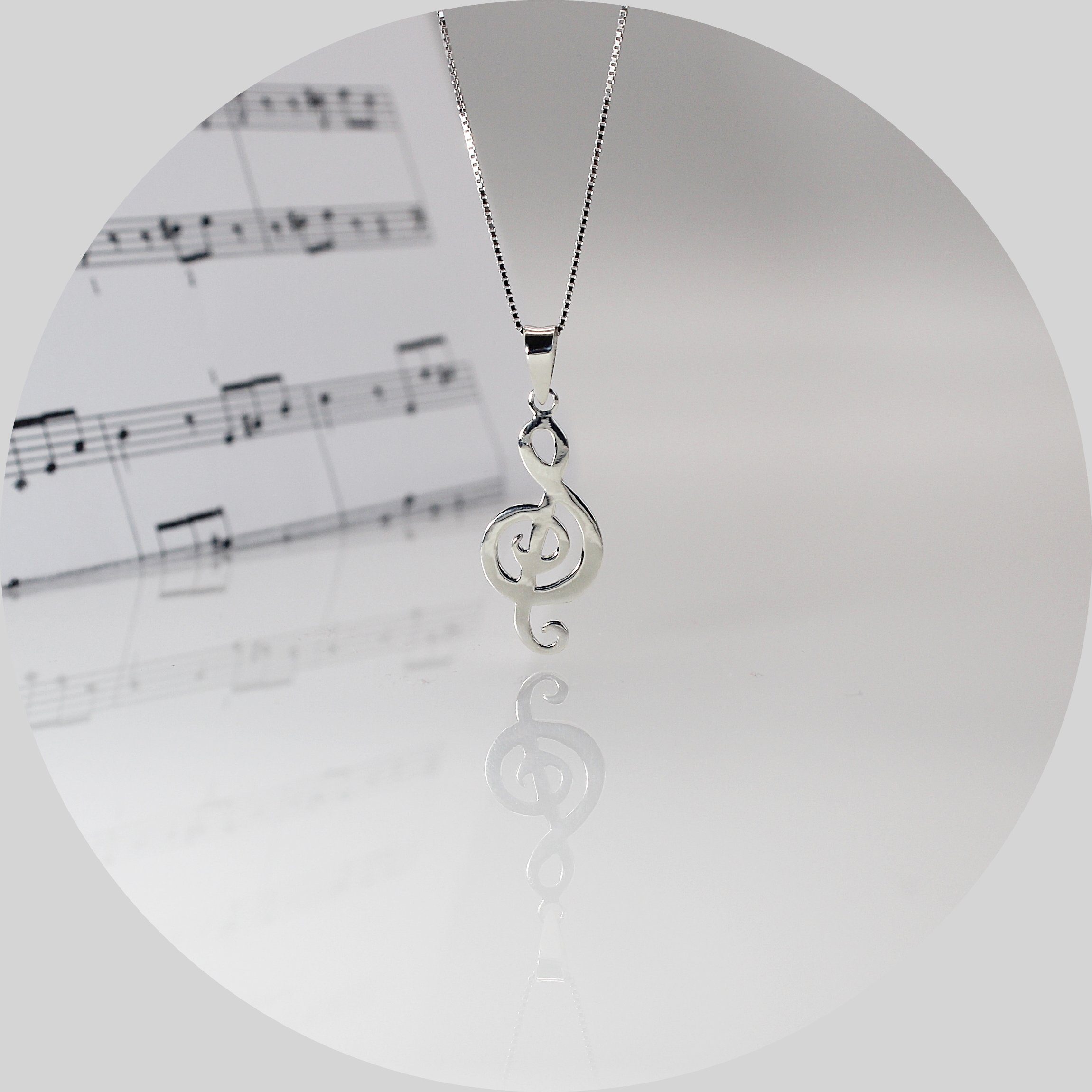 cm, 925), Anhänger (Kettenlänge Damen Kette Silberkette mit Ketten-Set 50 Notenschlüssel Musik Halskette ELLAWIL Silber Sterling Geschenkschachtel inklusive