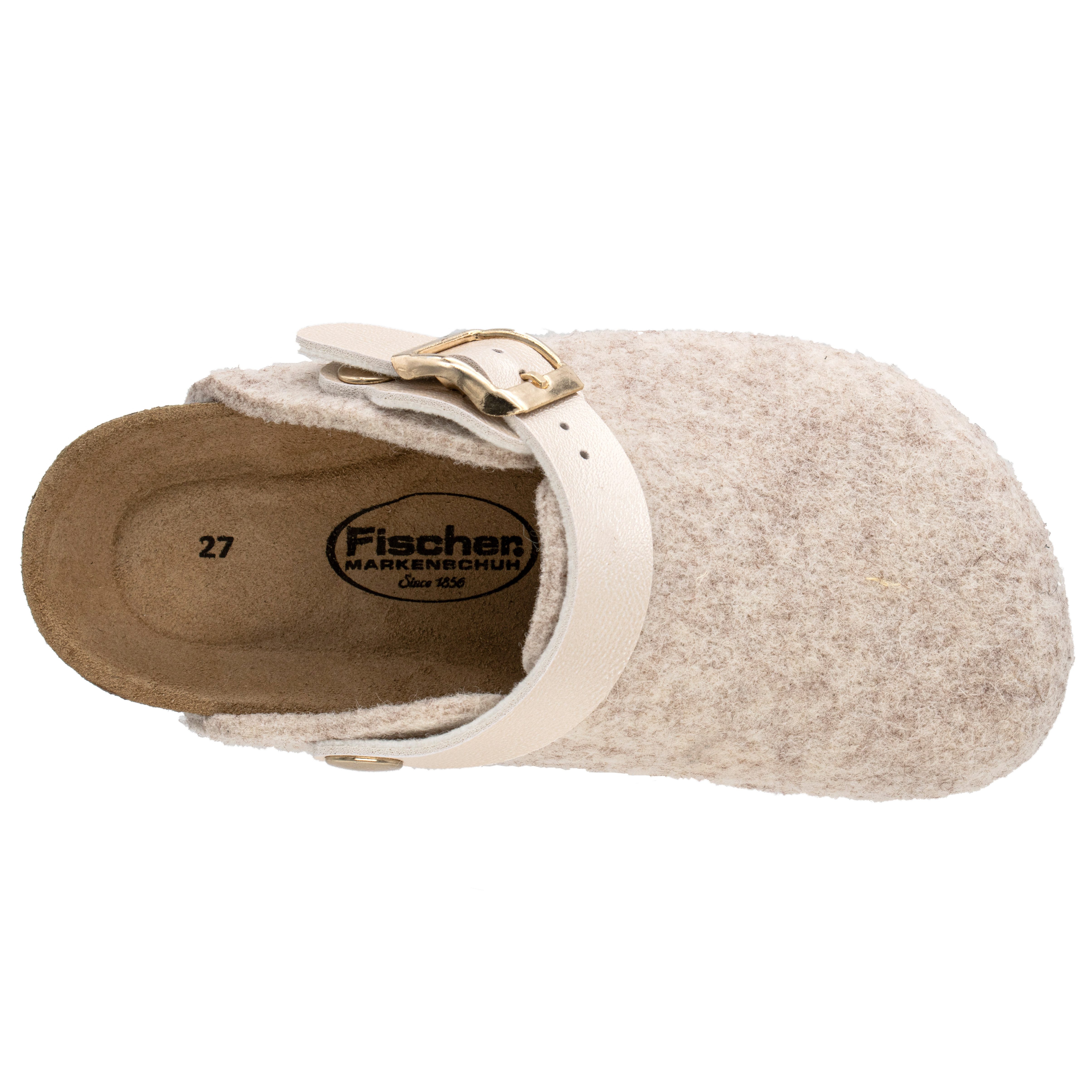 Fischer-Markenschuh Shetland Pantoffel aus Filzloden, mit gepolstertem Lederfußbett