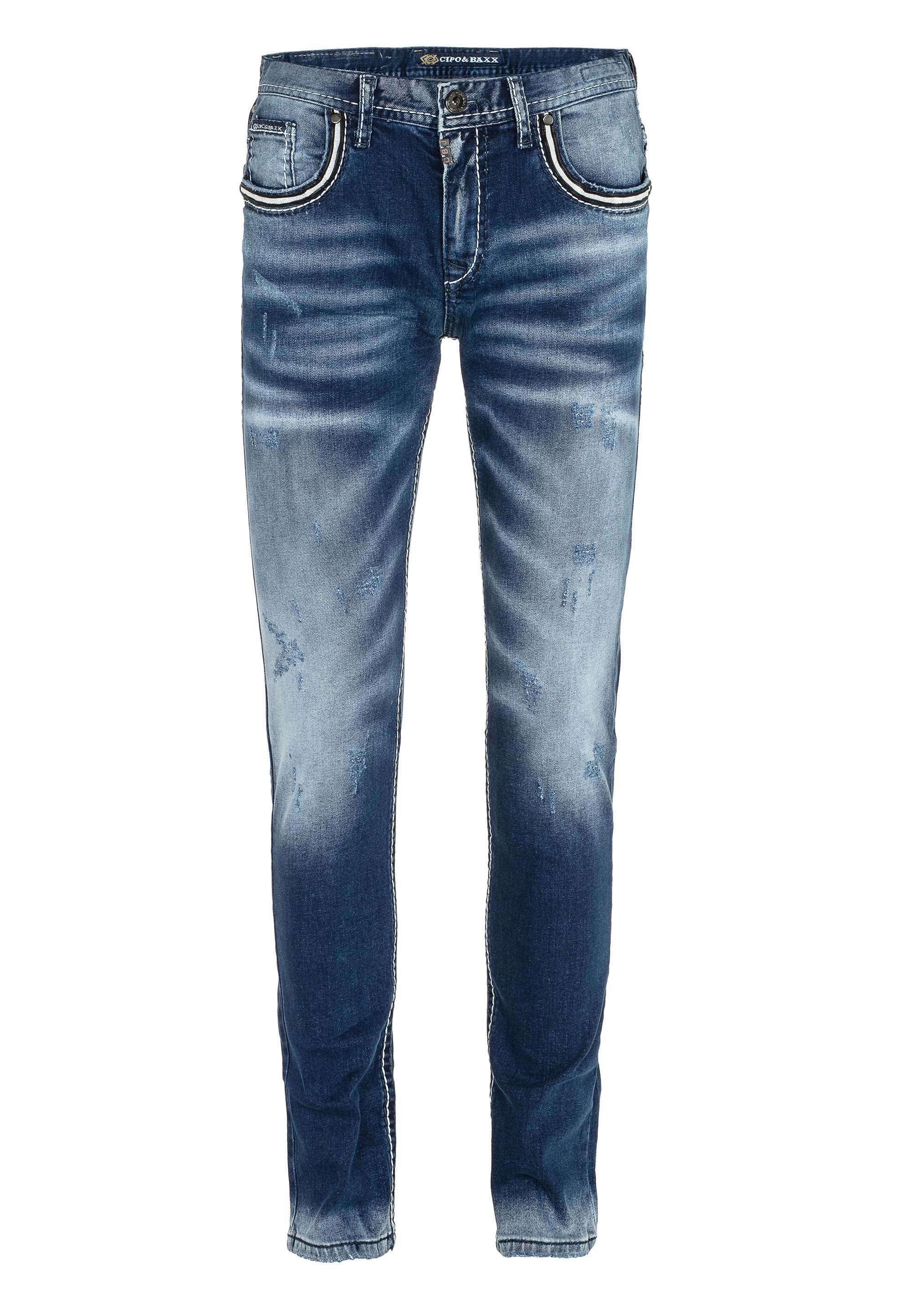Fit Look & in Baxx Cipo Worn Slim-fit-Jeans Washed Straight im