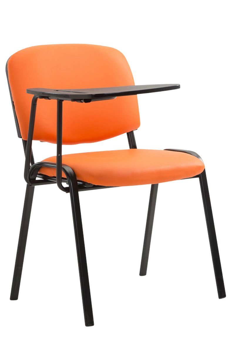 TPFLiving Besucherstuhl Keen mit hochwertiger Polsterung - Konferenzstuhl (Besprechungsstuhl - Warteraumstuhl - Messestuhl), Gestell: Metall schwarz - Sitzfläche: Kunstleder orange