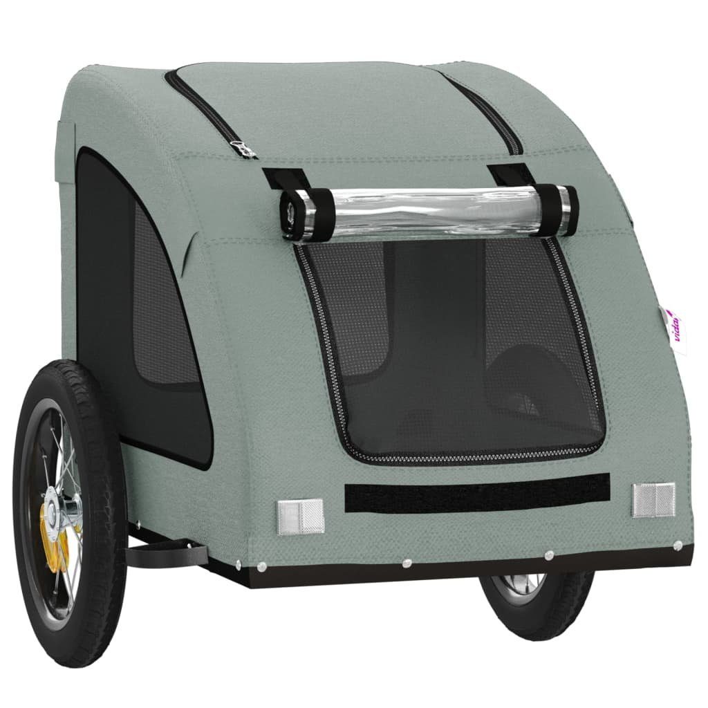 vidaXL Bicycle Dog Trailer 30 kg Bicycle Trailer for Dogs Grey Oxford Fabric and Iron