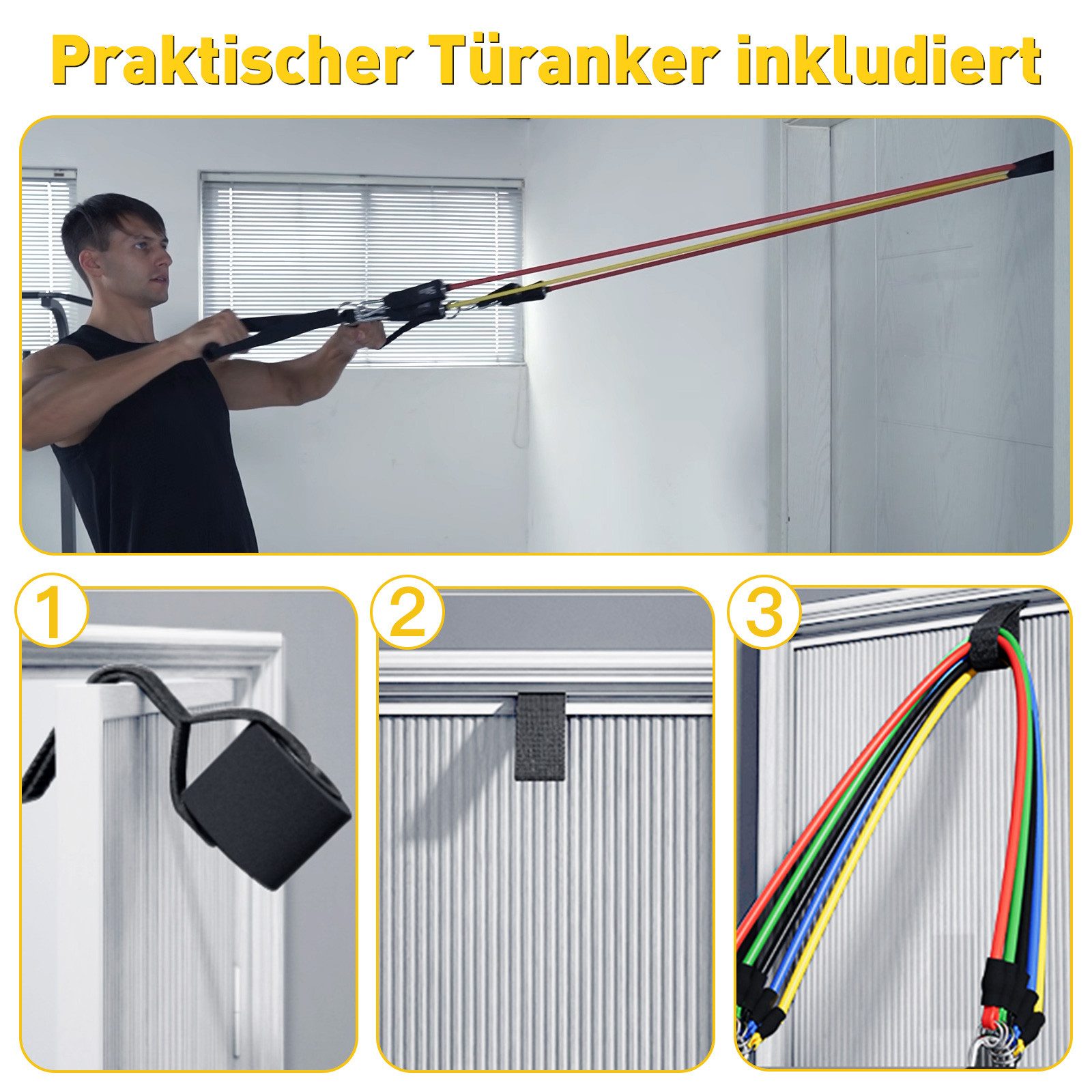 inschimmer Trainingsbänder Widerstandsbänder Fitnessbänder Set bis 200LBS für Ganzkörpertraining