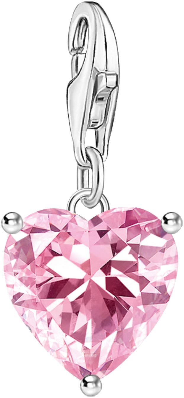 Charm Herz Charm mit rosa Stein