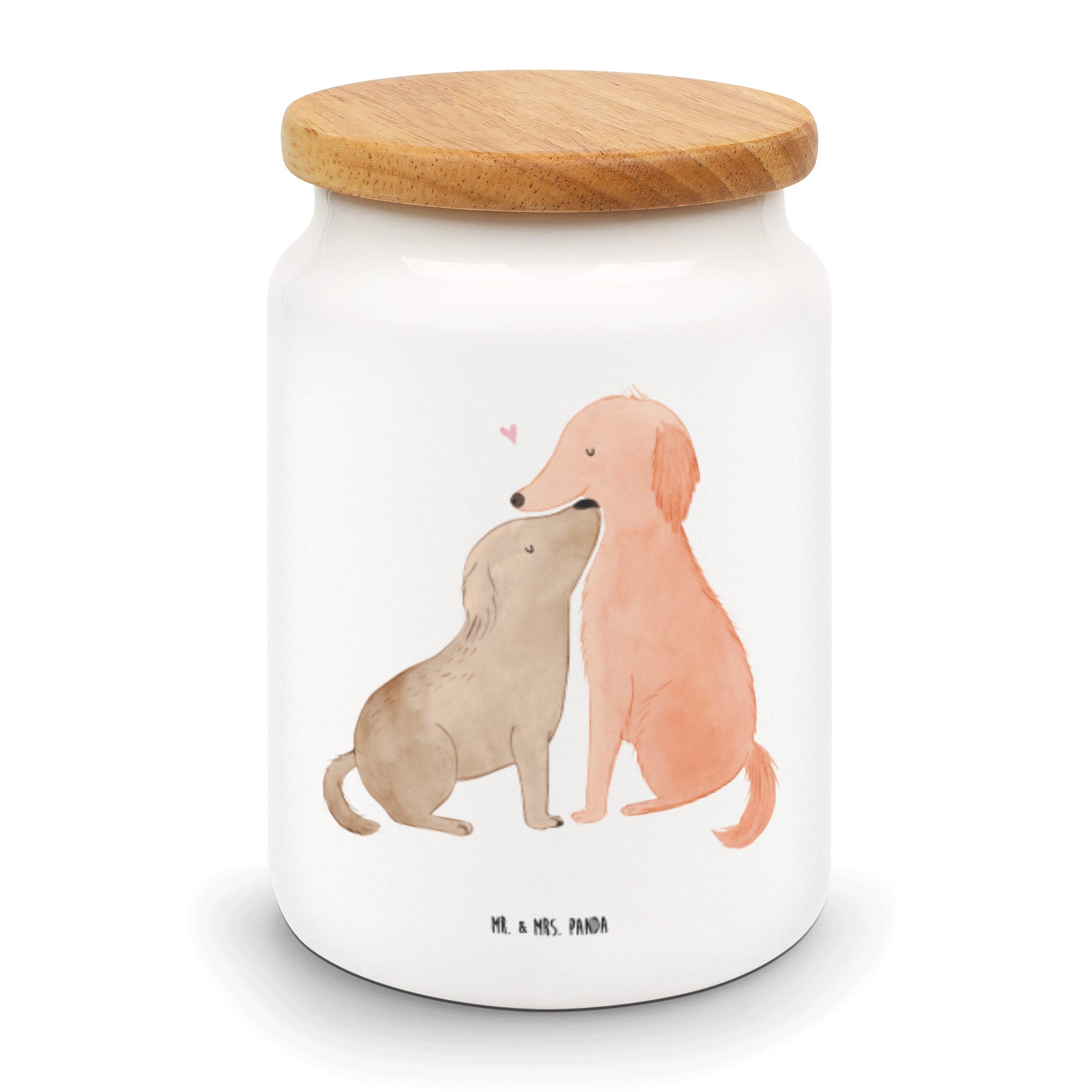 Mr. & Mrs. Panda Vorratsdose Hunde Liebe - Weiß - Geschenk, Vertrauen, Hund. Hunde, Aufbewahrungsd, Keramik, (1-tlg)