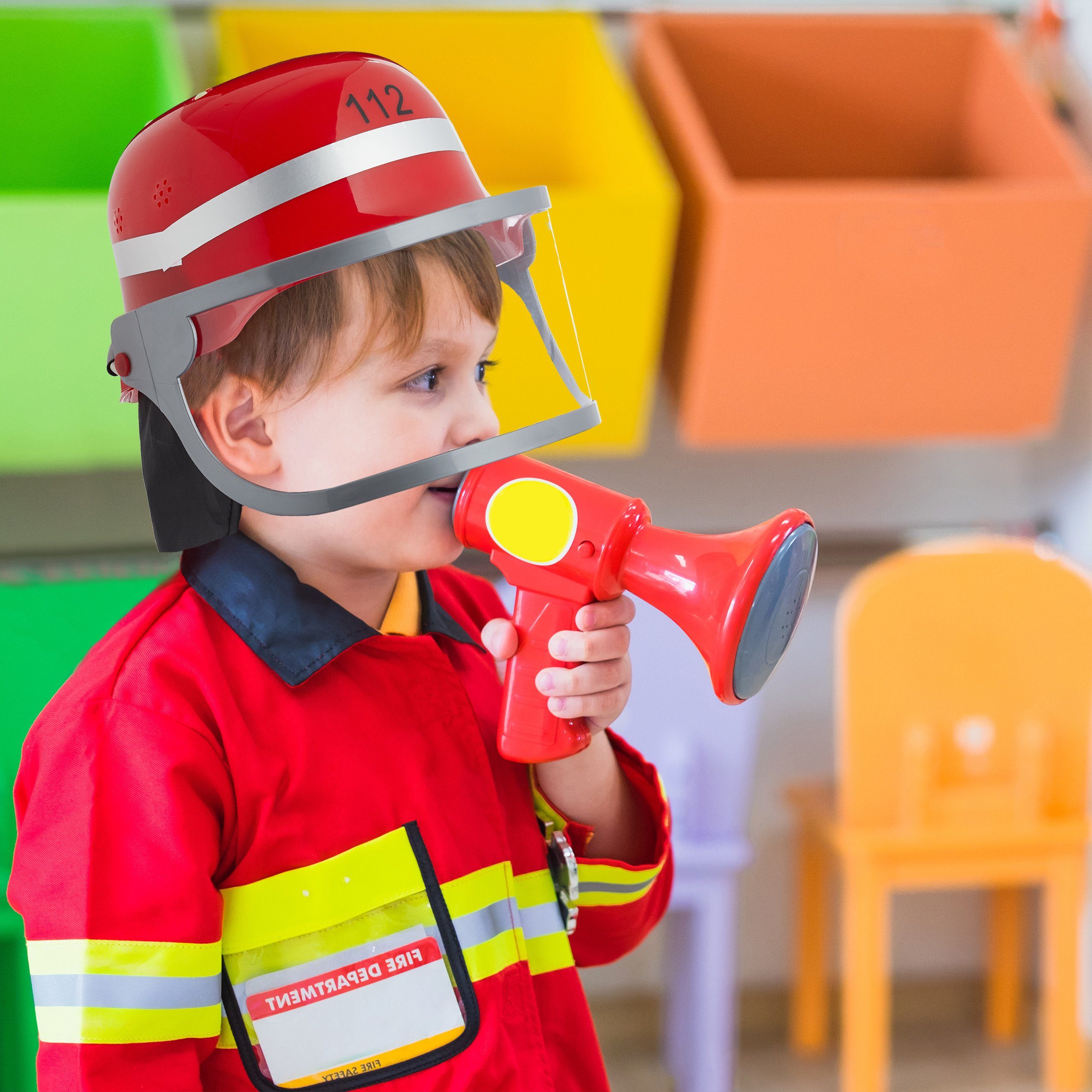 relaxdays Feuerwehrhelm Kinder rot