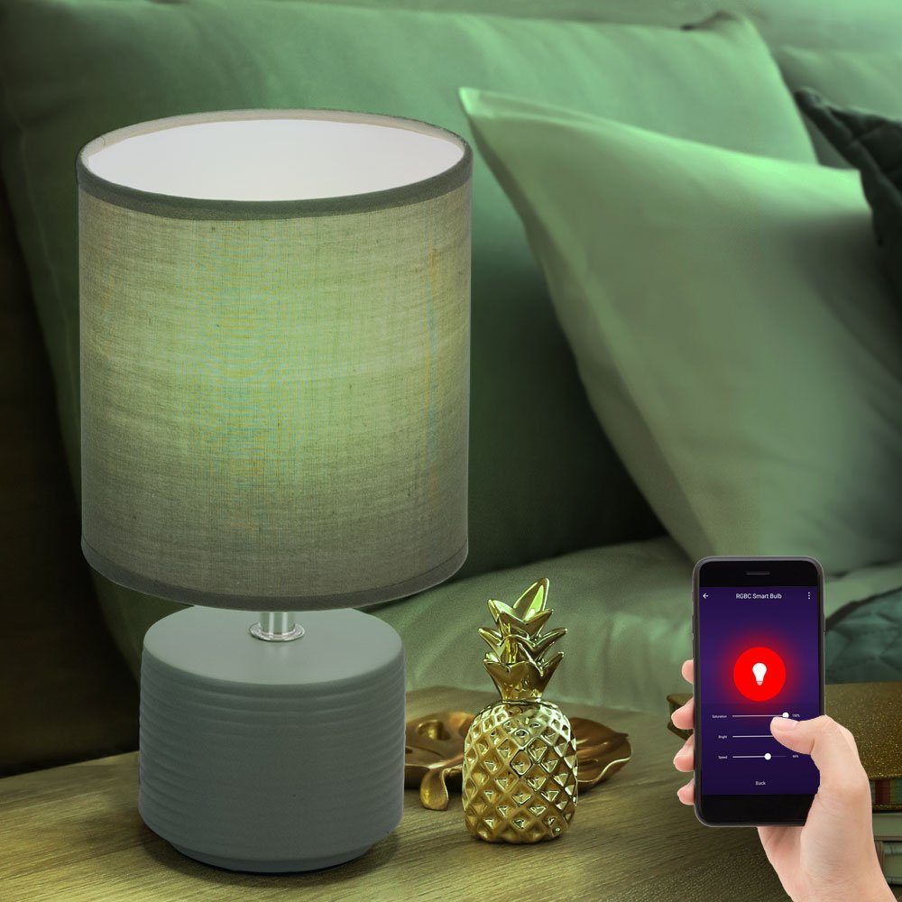 Smart LED Leuchte Dimmer Google Keramik Nacht-Licht RGB Tisch Lampe Alexa Textil 