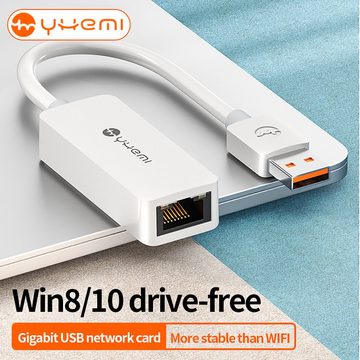 YHEMI USB-Gigabit-Ethernet USB3.0 zu RJ45 zu 1000 Mbps Netzwerkadapter Netzwerk-Adapter RJ-45 1000M zu USB Typ A