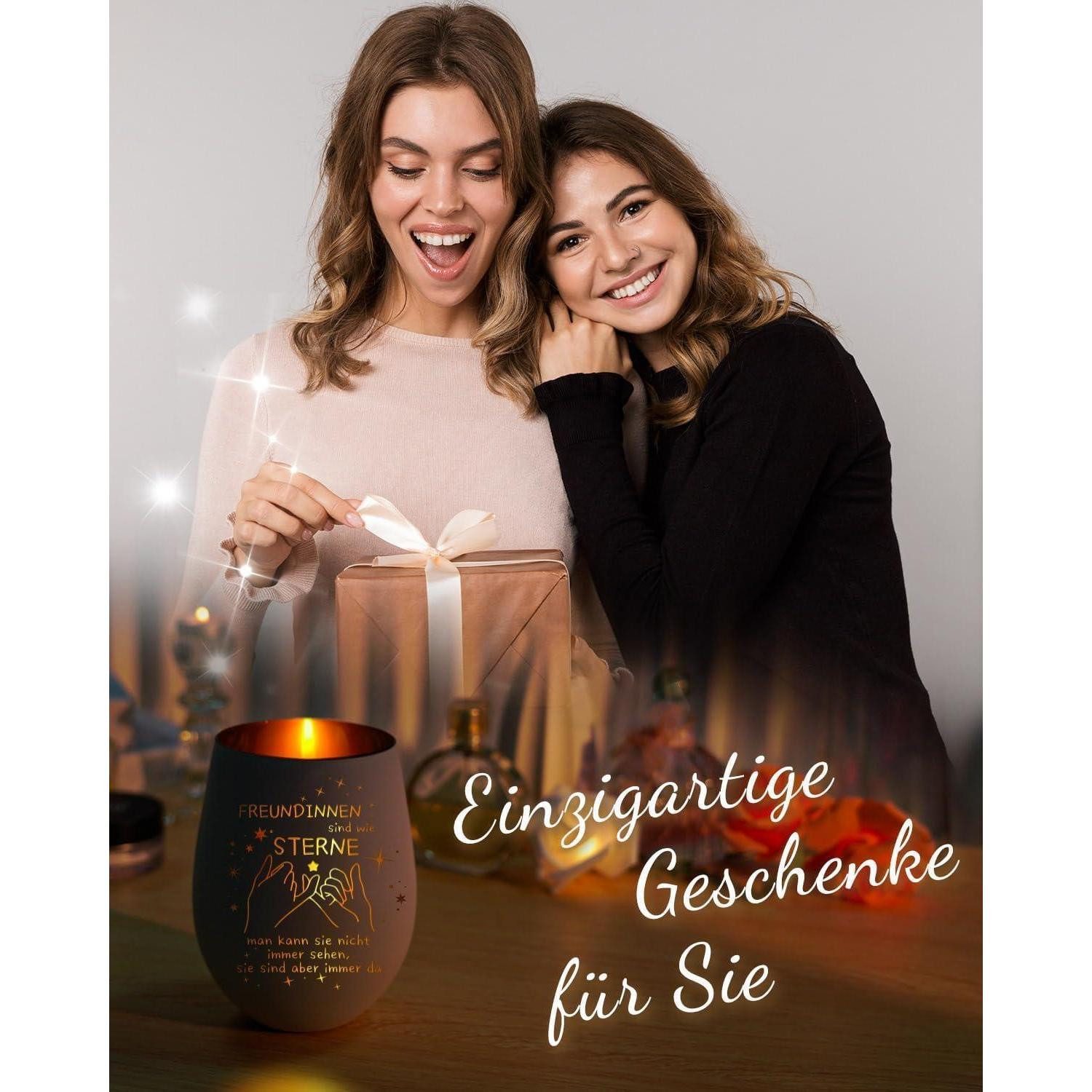 Funistree Windlicht Windlicht mit Gravur, Geschenk für Beste Freundin, Teelichthalter