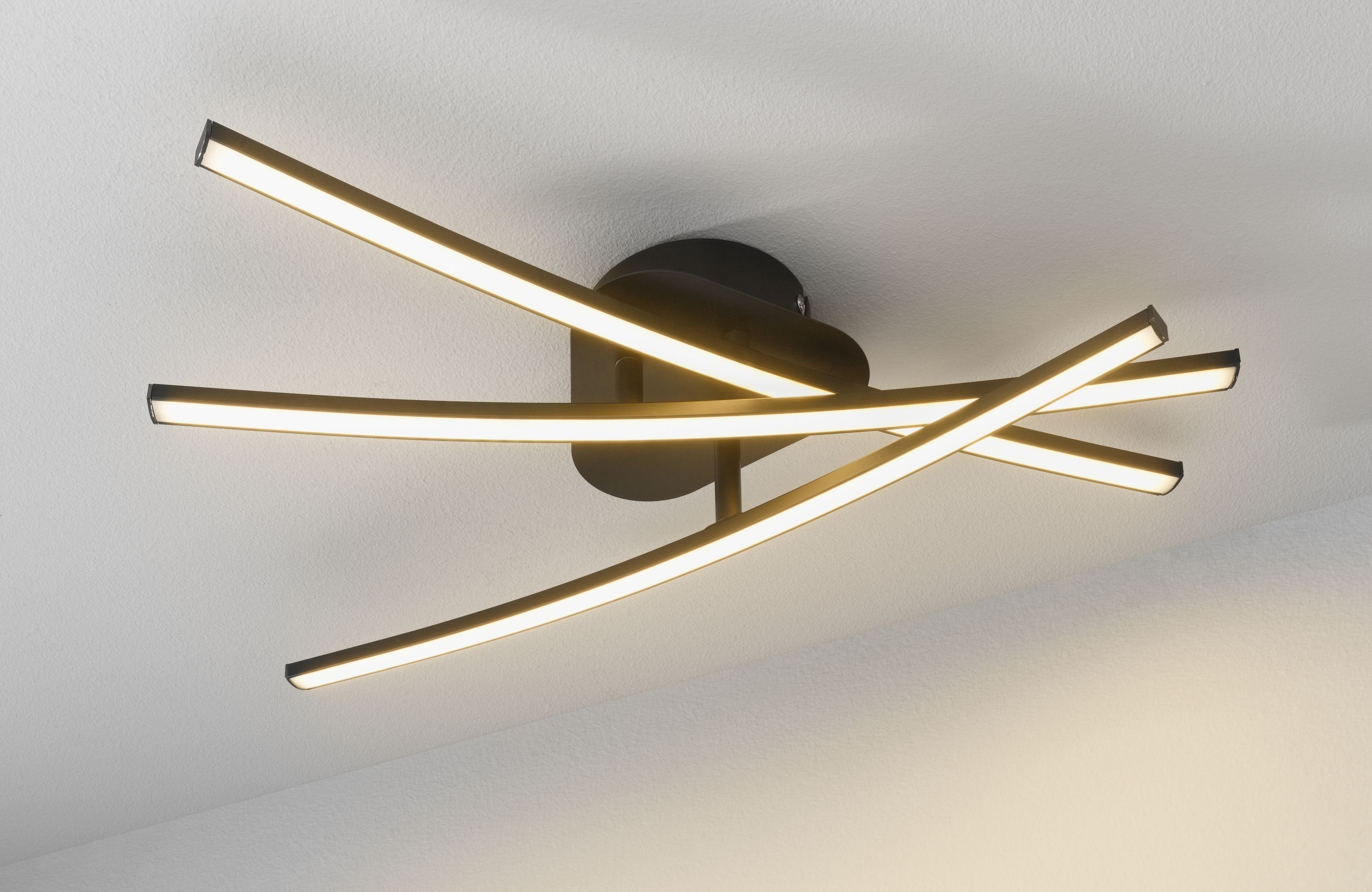 casa NOVA Deckenleuchte casa NOVA Deckenleuchte LED CROSS II BH 51x8.50 cm schwarz, Warmweiß