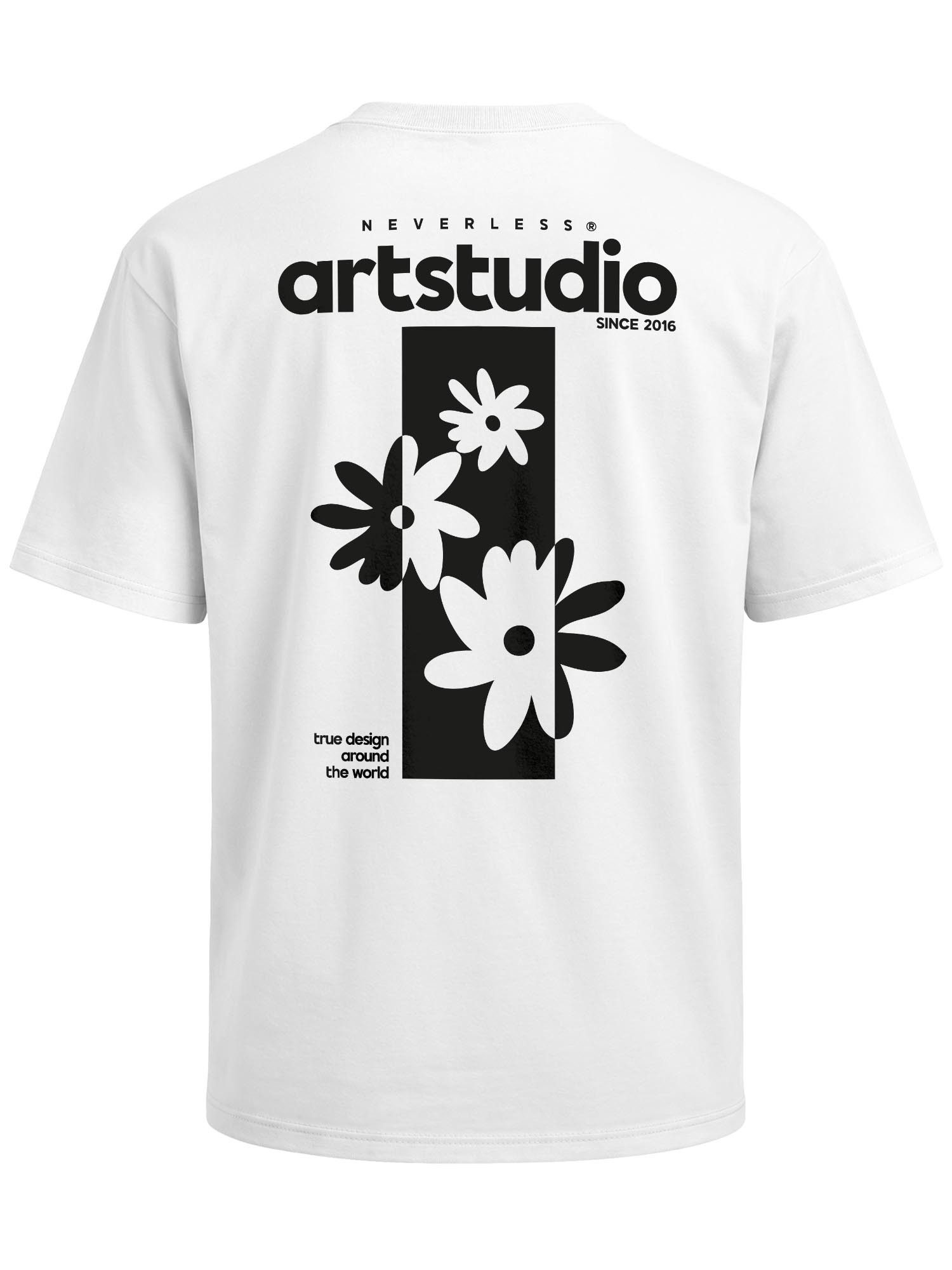 Neverless Oversize-Shirt Herren T-Shirt - Design Artstudio Flowers - Oversized Relaxed Fit mit Print