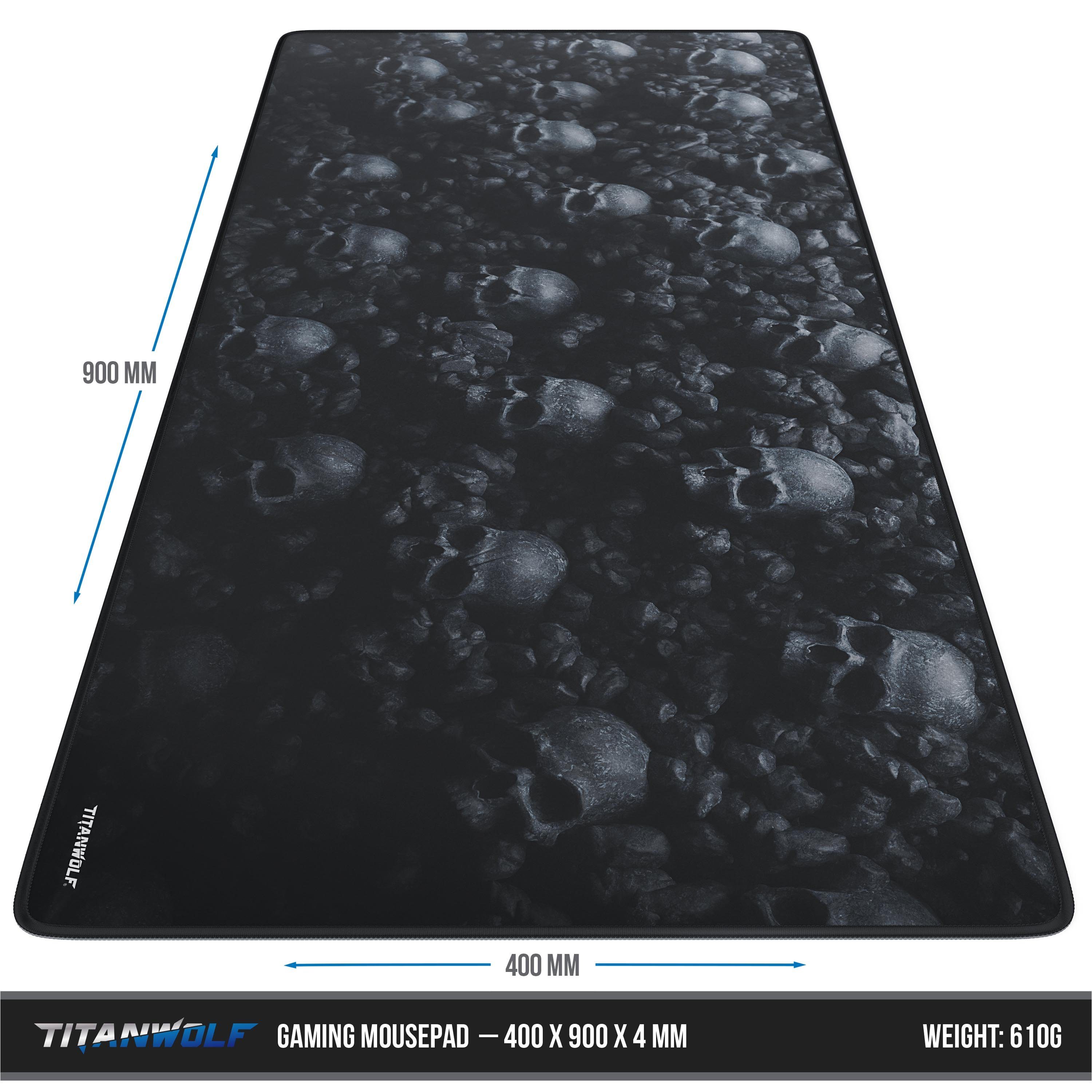 Titanwolf Gaming Mauspad XXL Speed Mousepad 900 x 400 x 3 mm, große Tischunterlage (1-St), rutschfest, abwaschbar, Geschwindigkeit & Präzision, Skulls – Bild 2 von 5