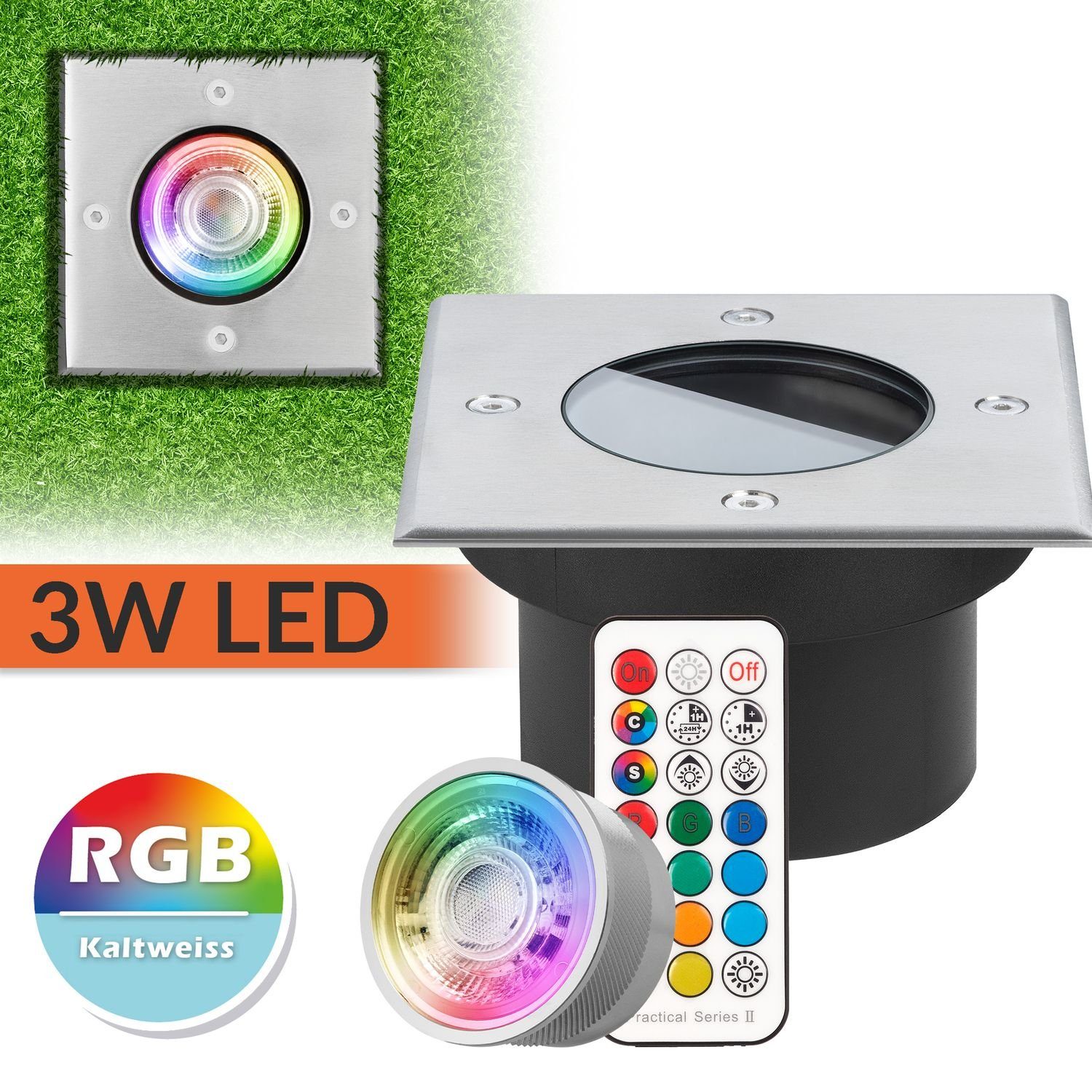 LEDANDO LED Einbaustrahler Flacher tauschbarem mit Bodeneinbaustrahler Leuchtmittel RGB LED v RGB