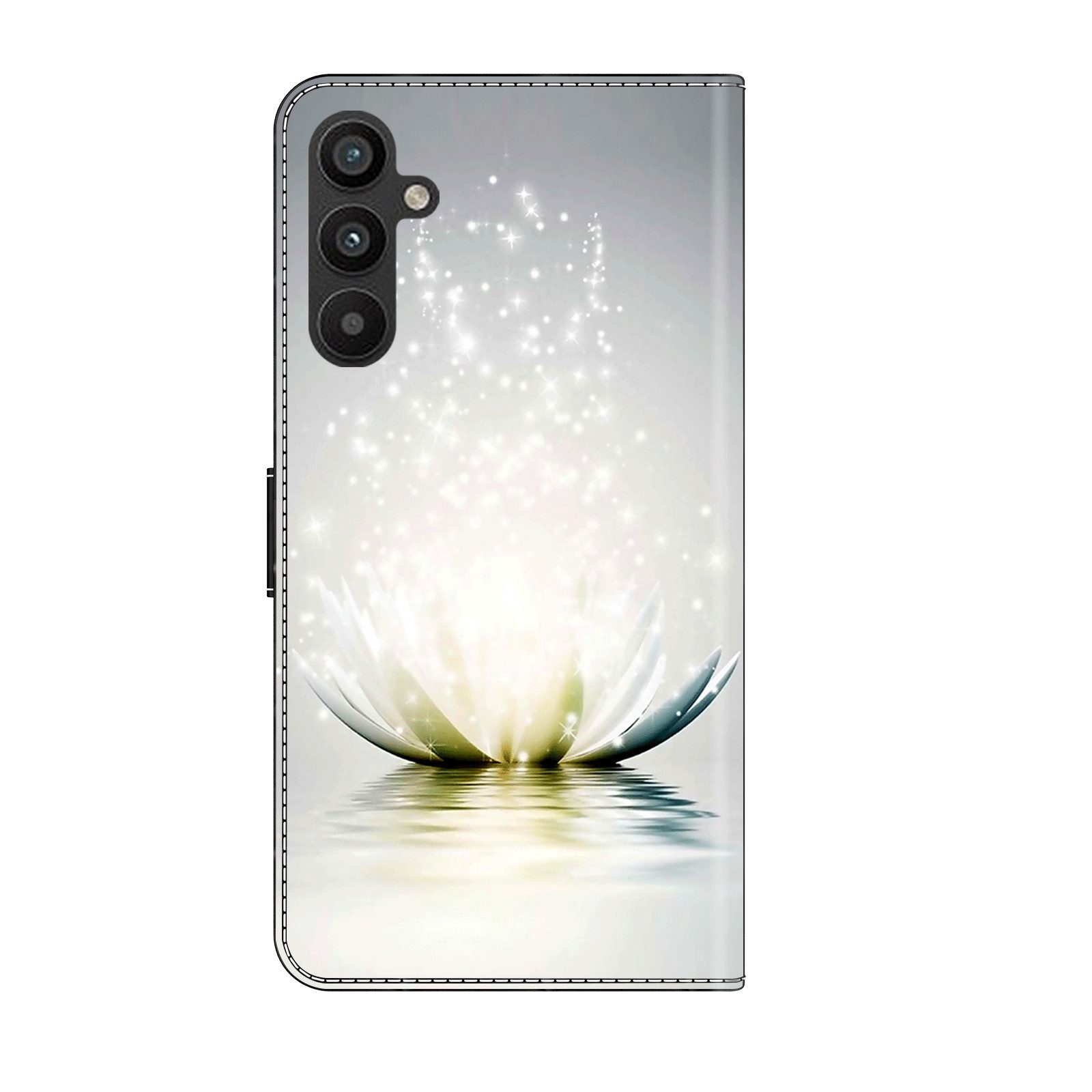 CLM-Tech Handytasche für Samsung Galaxy A16 / A17 5G Hülle aus Kunstleder Klapphülle (Lotus Lampe, Handyhülle mit Standfunktion - Wallet Flip Case inklusive Kartenfächer), Cover mit Magnetverschluss