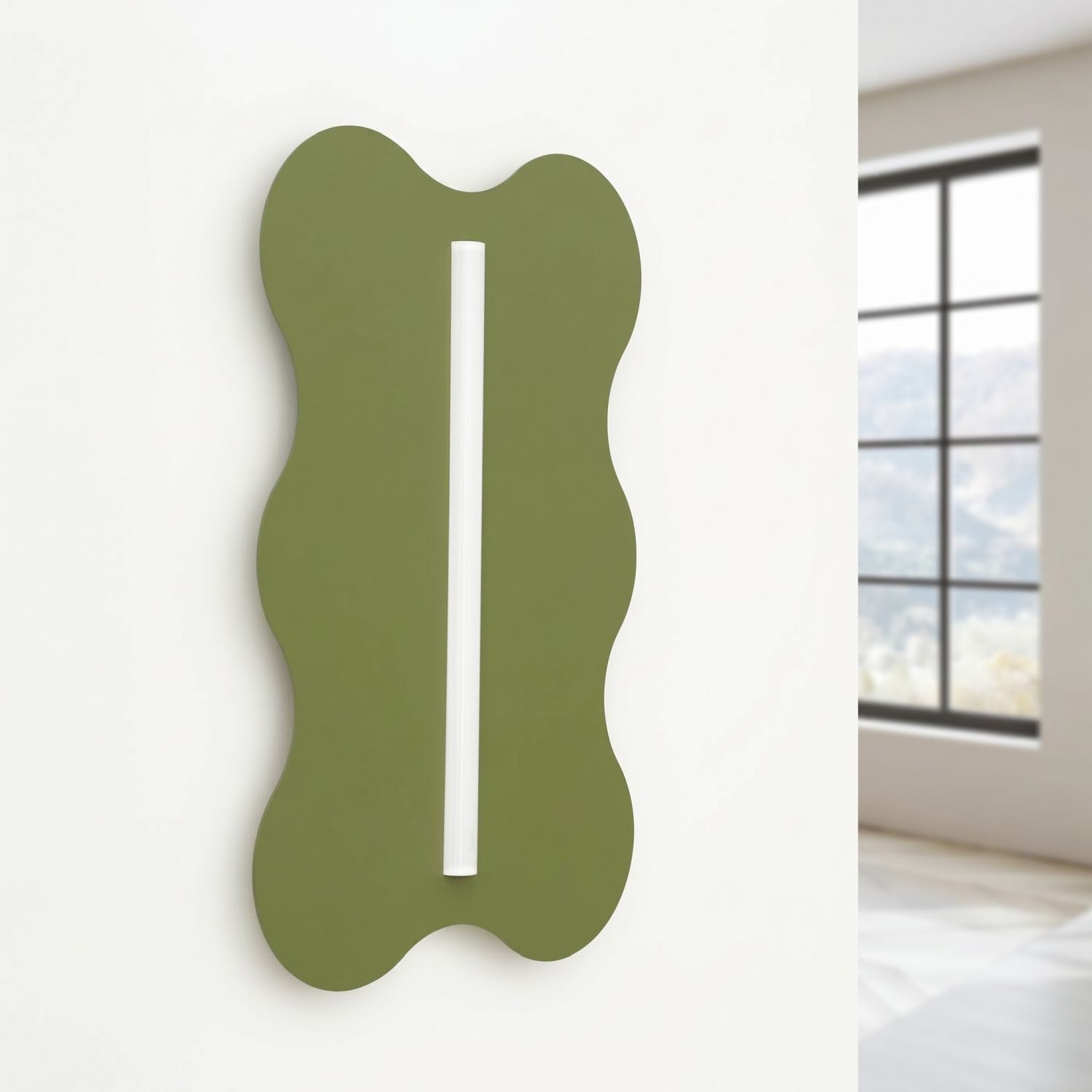 Licht-Erlebnisse Wandleuchte LENZ, ohne Leuchtmittel, Metall 66 cm hoch Olivgrün Modern