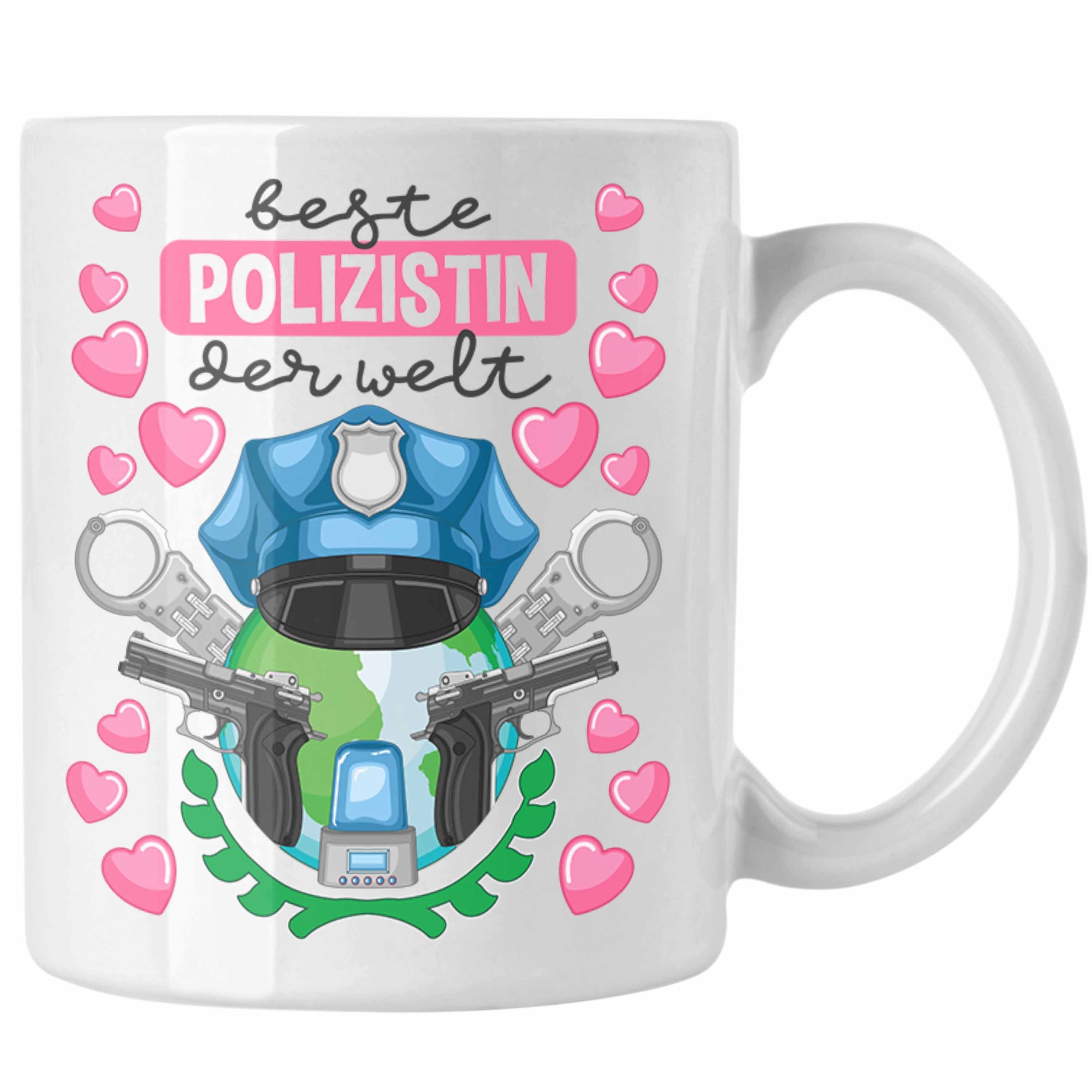 Trendation Tasse Trendation - Beste Polizistin Geschenk Tasse mit Spruch Geschenke Polizei Frauen Lustig Blaulichtmilieu Weiss