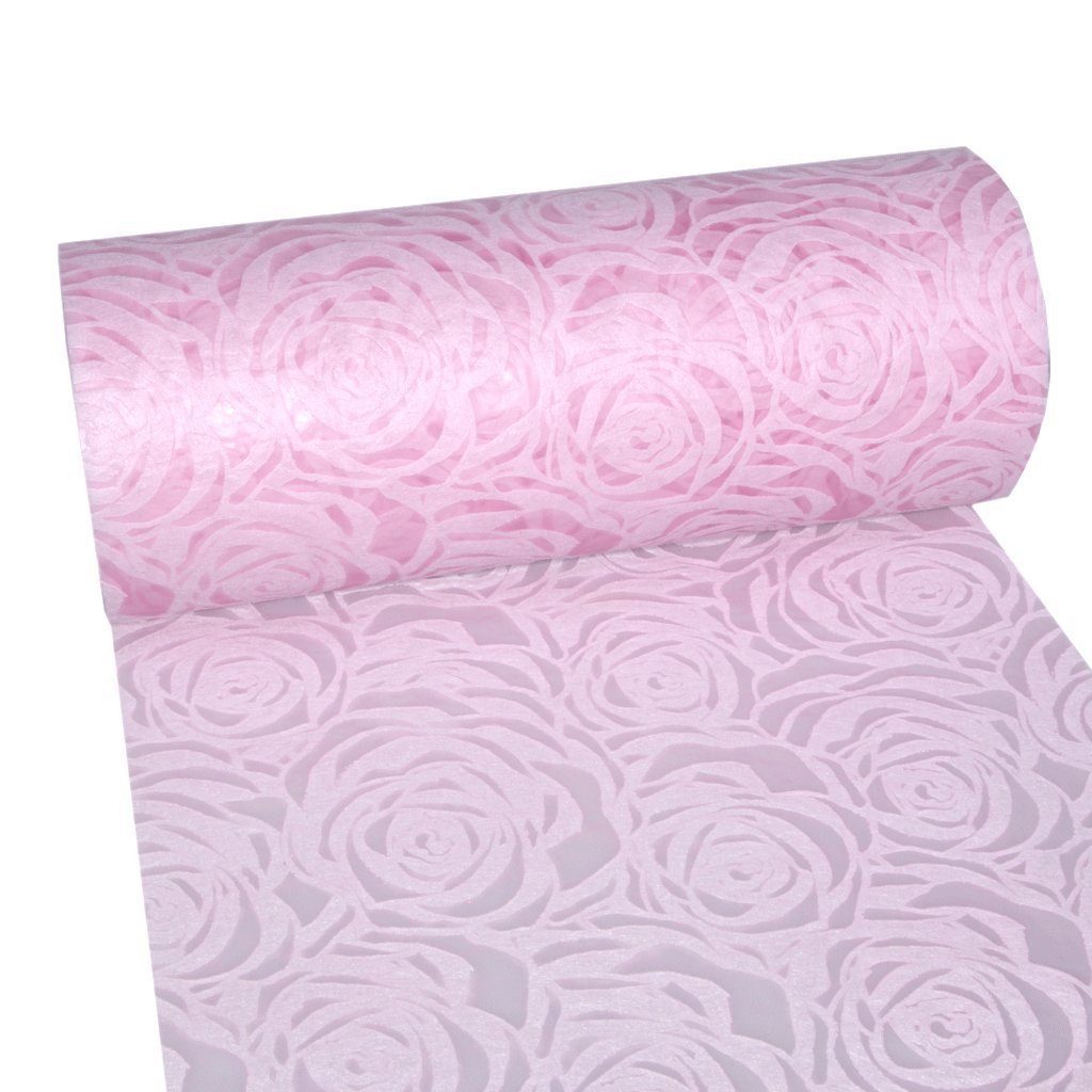 Deko AS Tischläufer Dekoflor® Tischläufer Rosenmuster - rosa - 300mm - 25m -, Gepr#gtes Rosenmuster mit samtiger Oberfläche