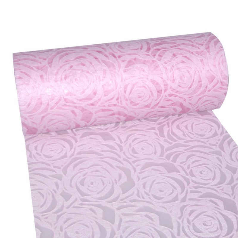 Deko AS Tischläufer Dekoflor® 300mm x 5m Tischläufer Rosenmuster rosa Deko Tischband mit L