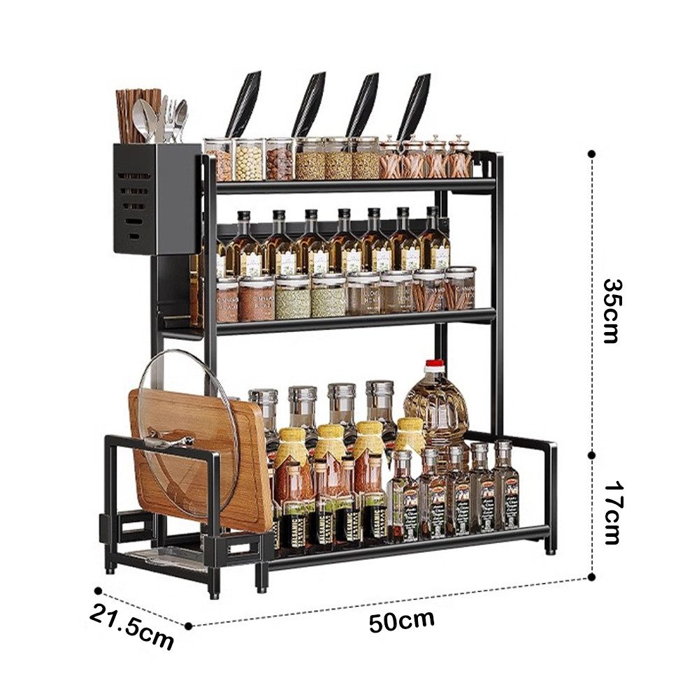 NUODWELL Gewürzregal Gewürzregal Stehend, 3 Etagen Küchenregal Metall mit U günstig online kaufen