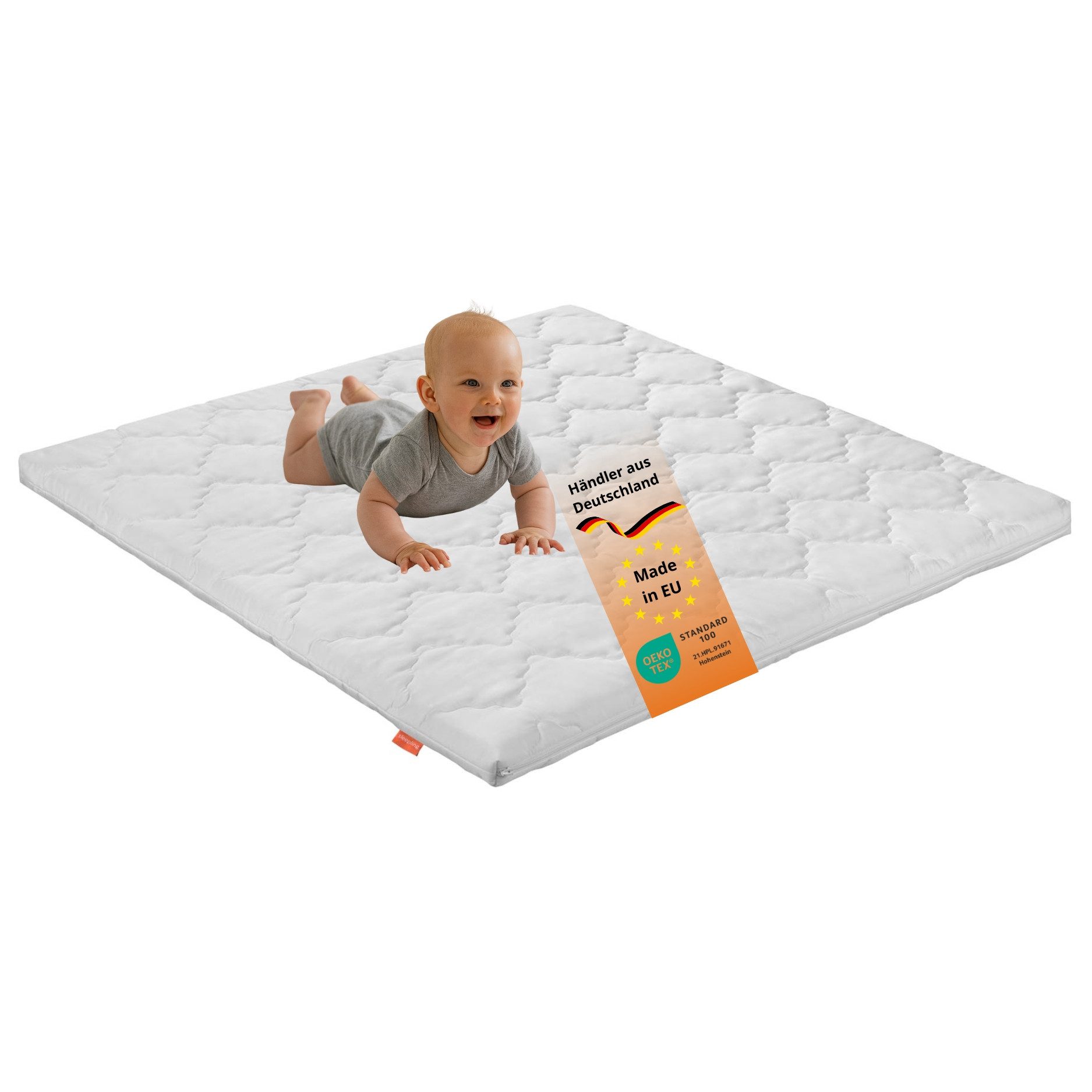 Laufgitter-Matratze Babymatratze, sleepling, 5 cm hoch, einfaches Schlafen, Drehen, Krabbeln und Spielen durch Komfortschaum