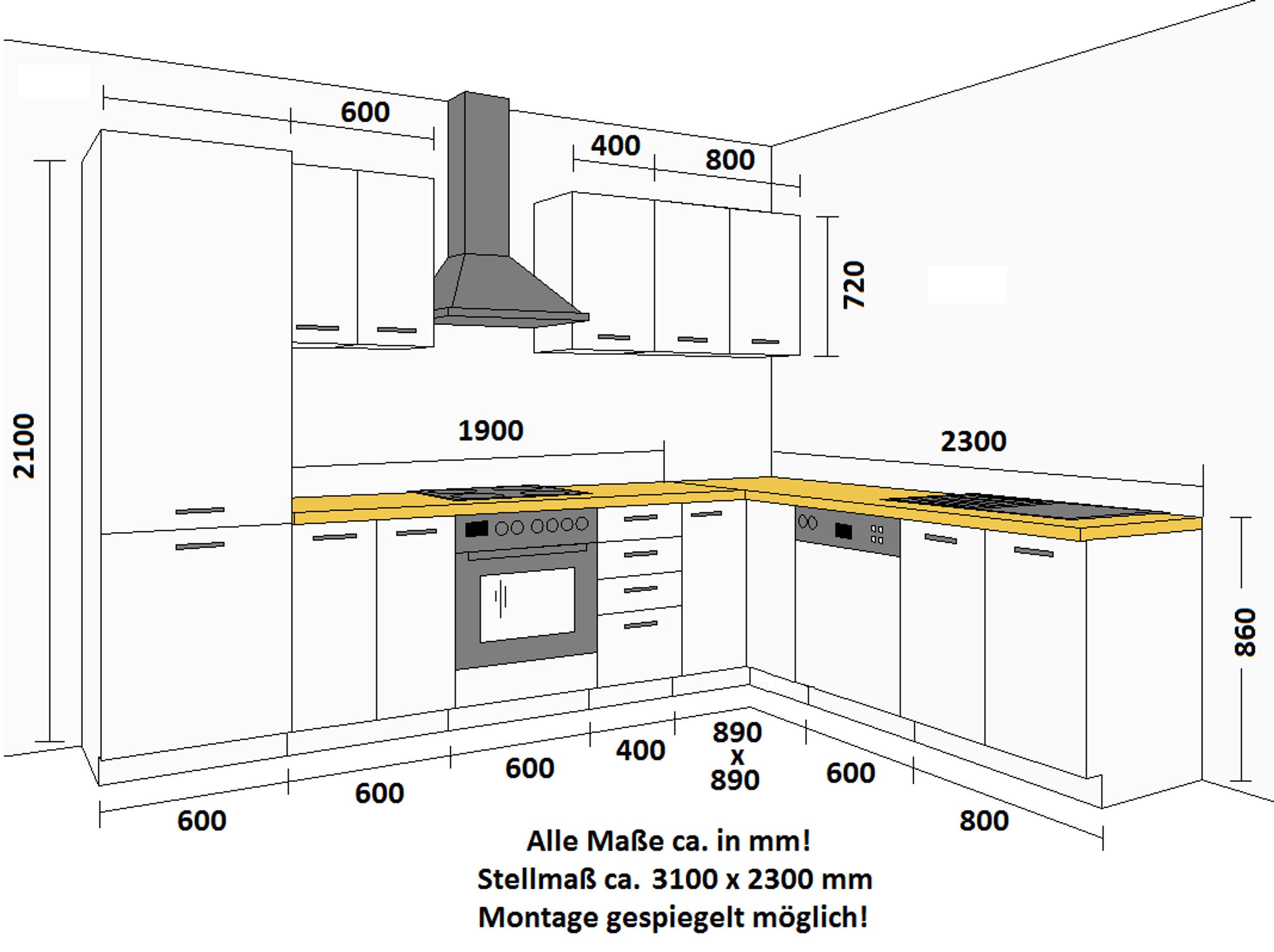 Küchen-Preisbombe Winkelküche EKO 310x230 cm Küche Küchenzeile Küchenblock günstig online kaufen