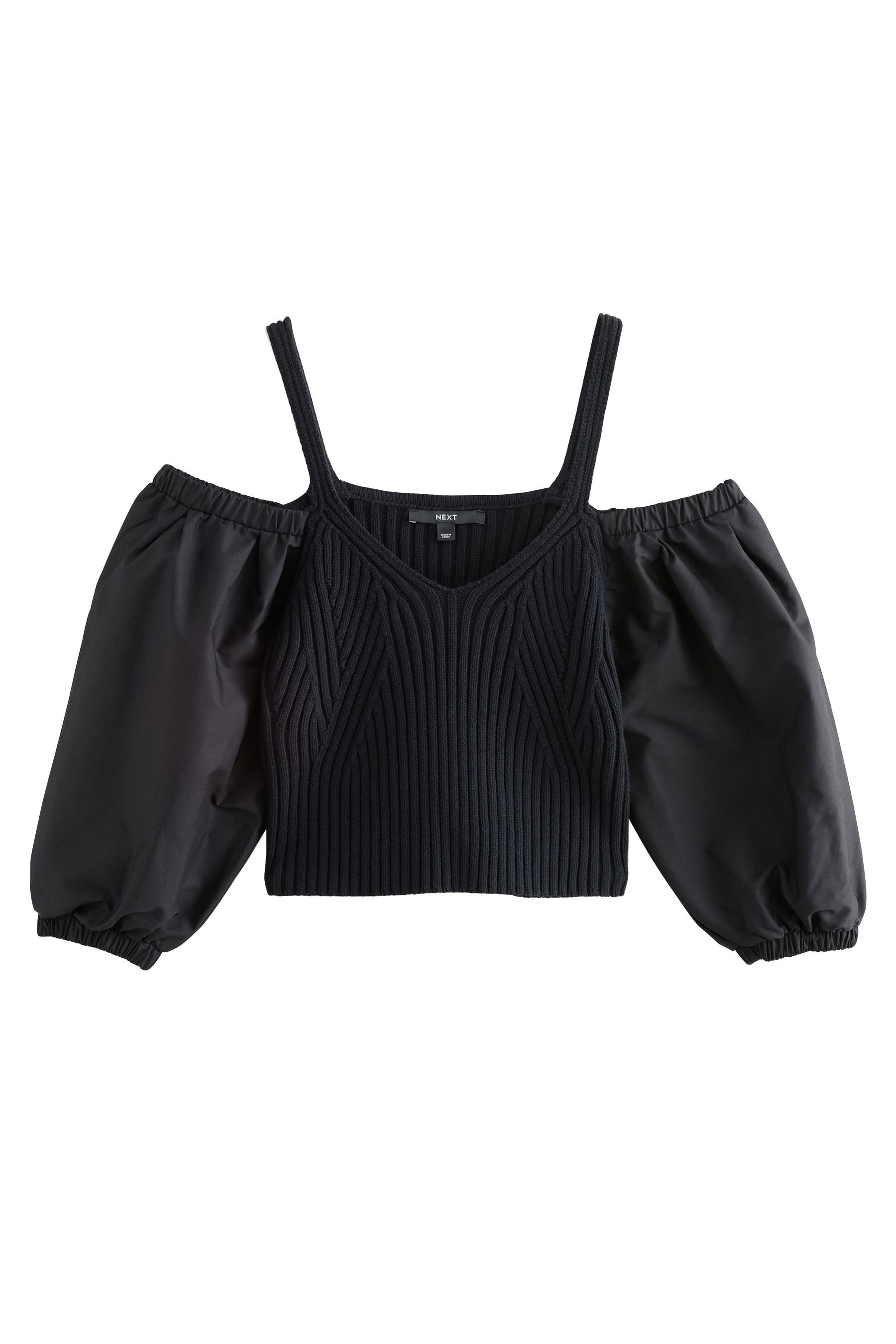 Next Strickpullover Schulterfreies Stricktop mit Volumenärmeln (1-tlg) günstig online kaufen