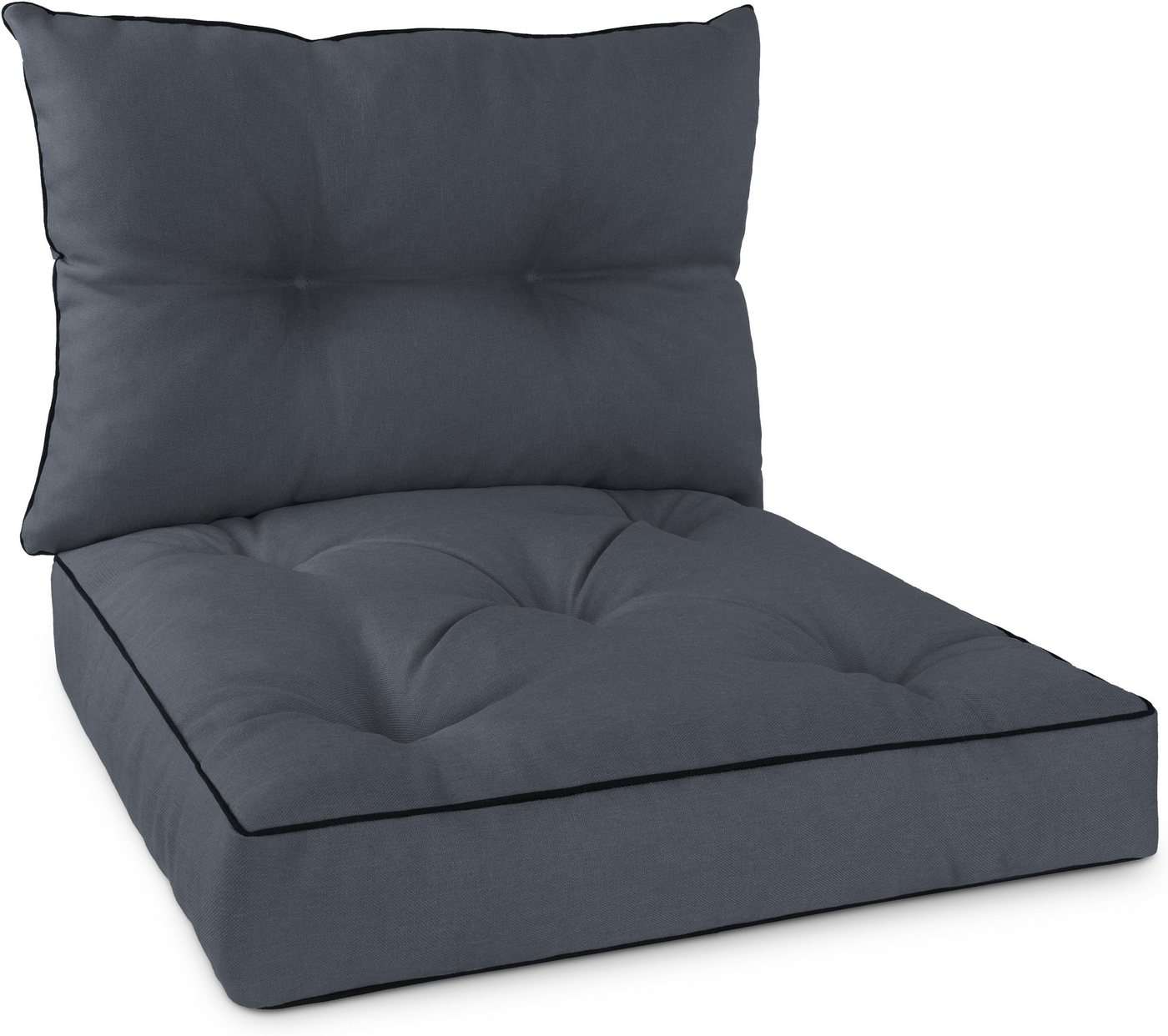 Aspero Sitzauflage Set Stuhl- und Rückenkissen 58x58 cm & 58x40 cm, Gepolsterte Outdoor Kissen Set mit Steppung