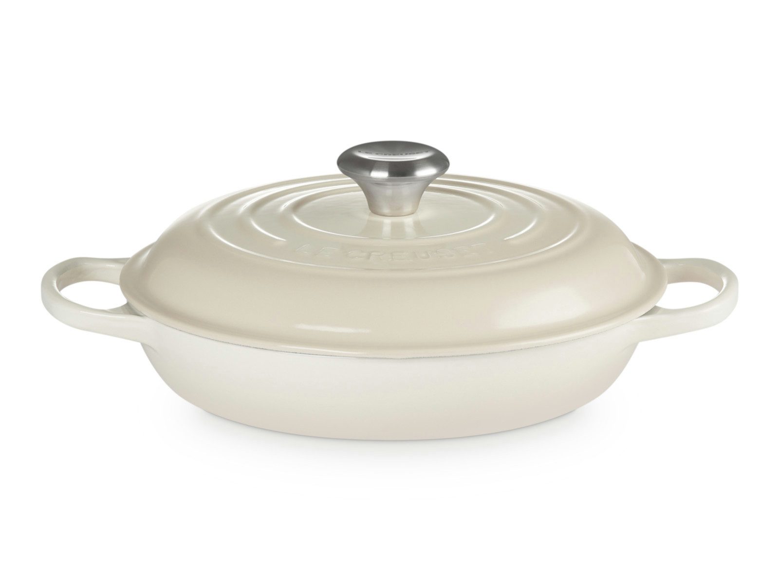LE CREUSET Kochtopf Gourmet-Profitopf Signature meringue 26cm, Emailliertes Gusseisen