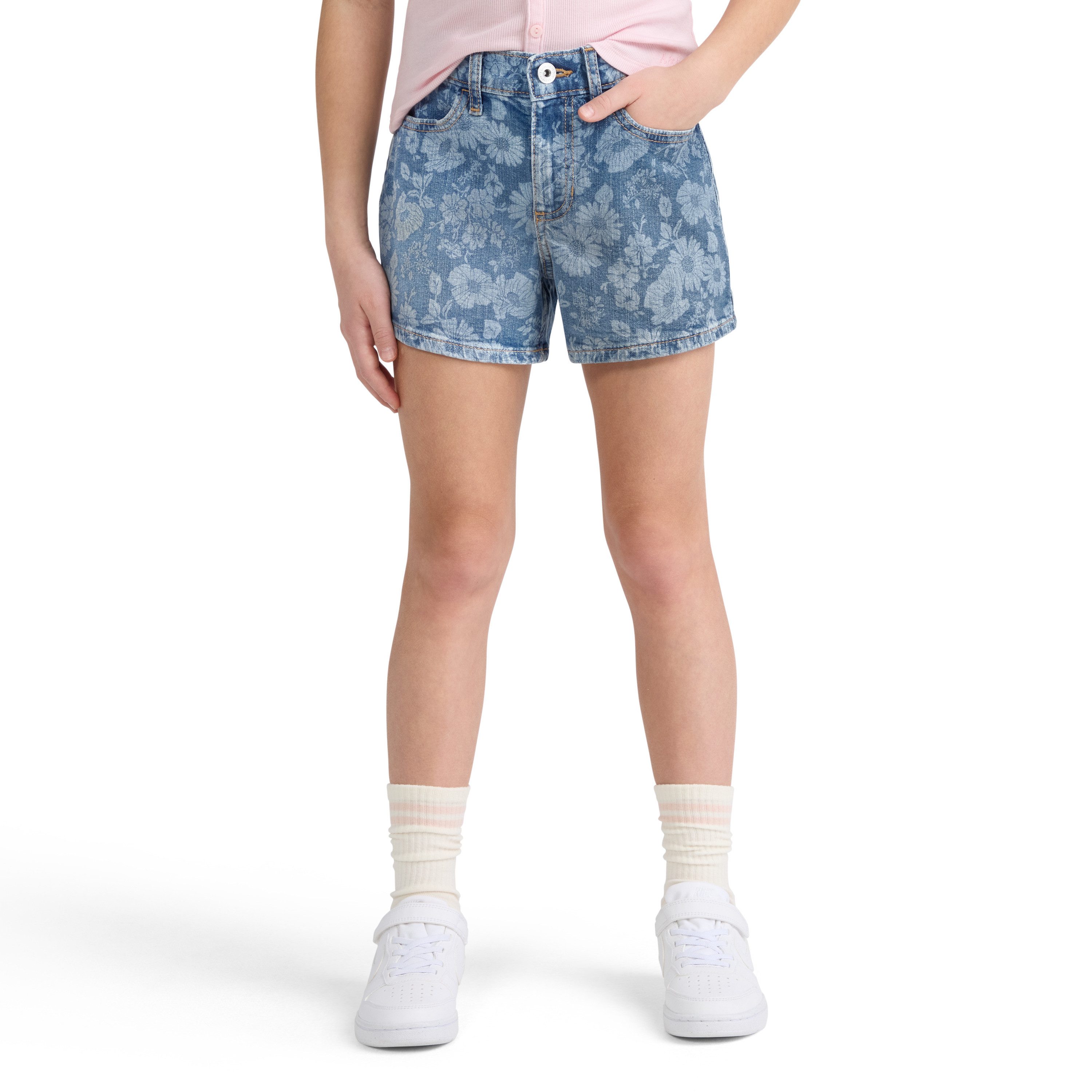 Abercrombie Kids Jeansshorts AFG HR RELAXED FLORAL DENIM SH mit All-Over Blumen Print for Girls