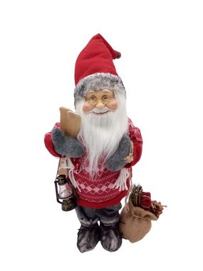 BURI Dekofigur Deko-Weihnachtsmann mit Geschenkesack 46cm Glockenmütze Weihnachtsdeko